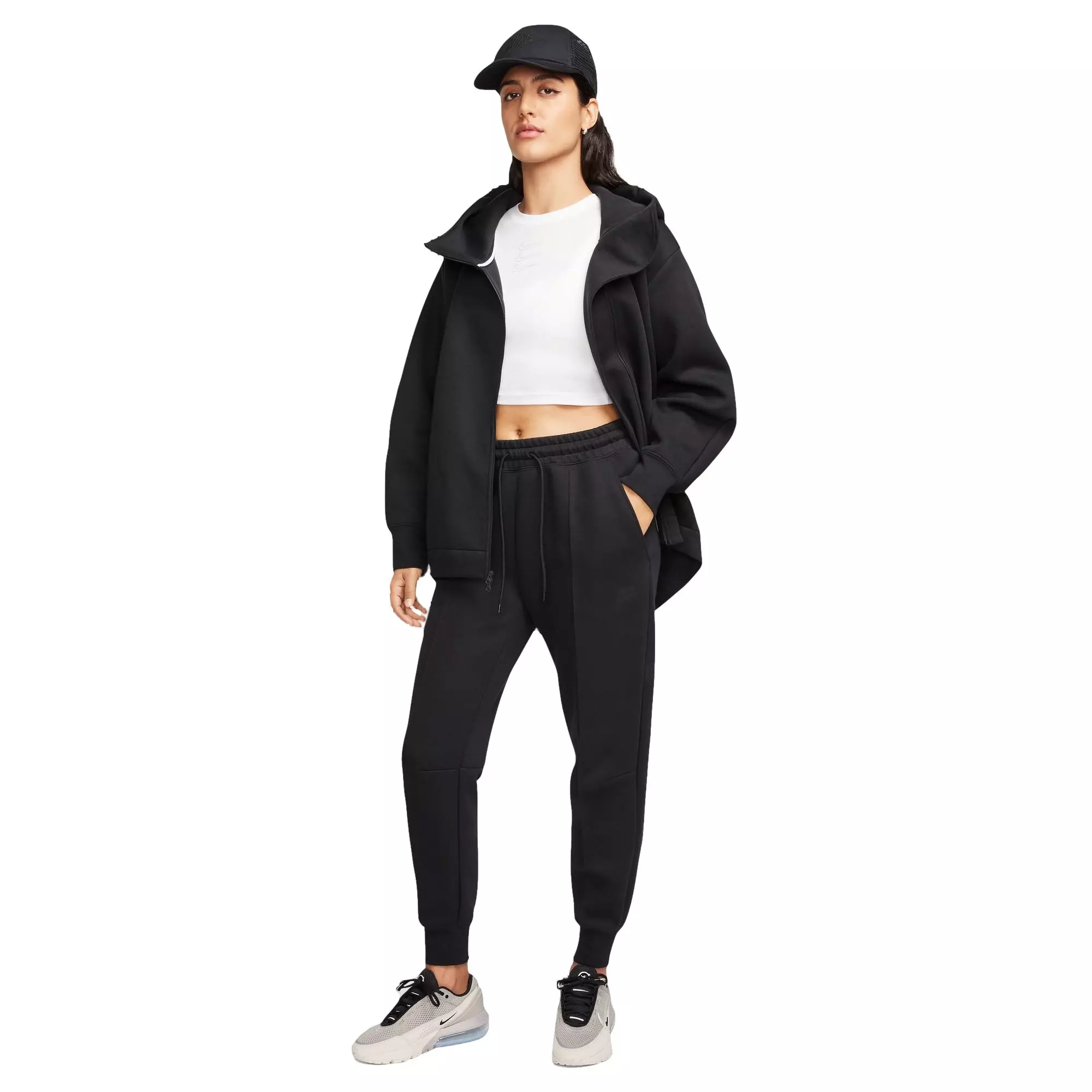 Nike Women's Sportswear Tech Fleece Cape Oversized Hoodie - Black - BLACK