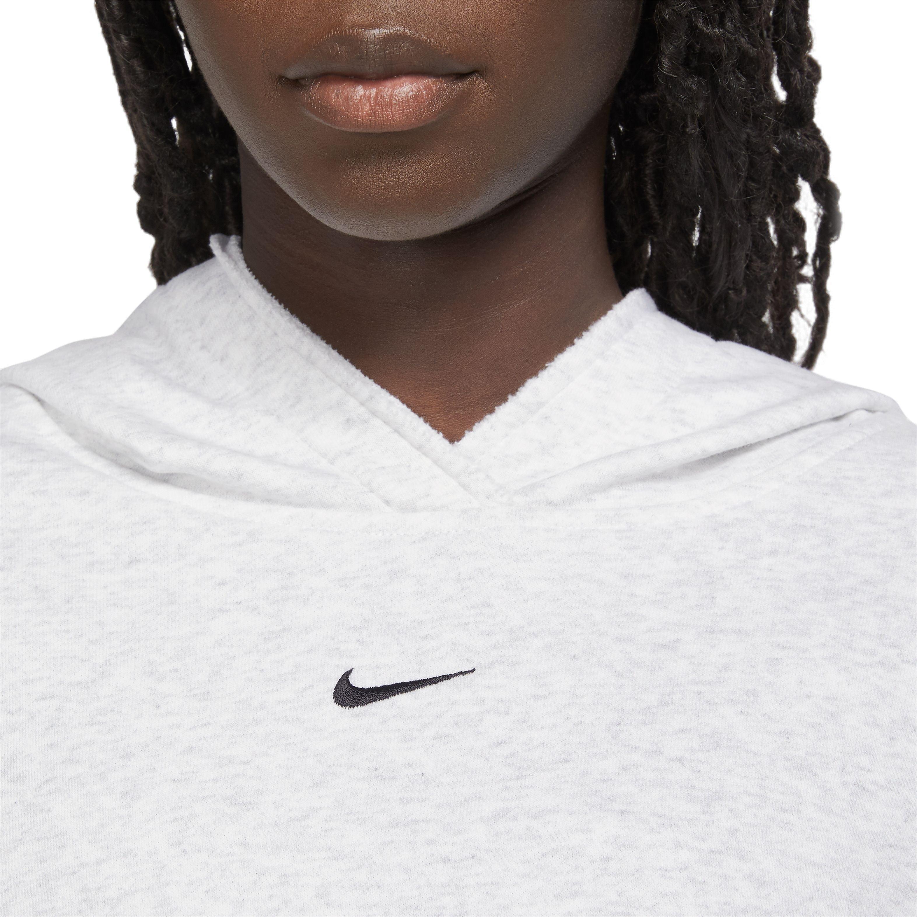 Nike Women's Sportswear DIM Cropped French Terry Pullover Hoodie - GREY Thumbnail View 3