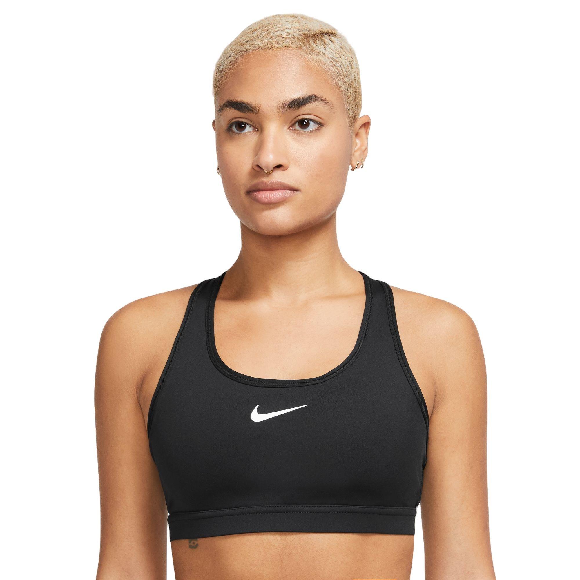 Nike Women's Dri-FIT Swoosh Medium-Support Padded Sports Bra - Black - BLACK Thumbnail View 1