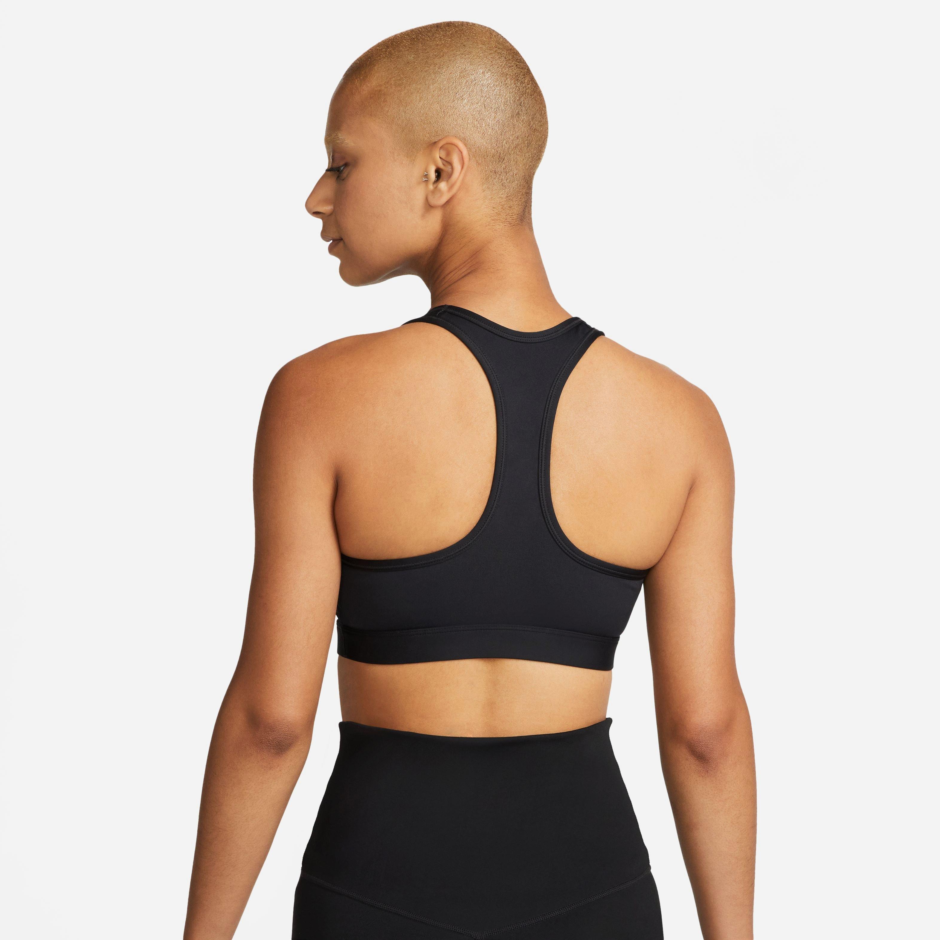 Nike Women's Dri-FIT Swoosh Medium-Support Padded Sports Bra - Black - BLACK Thumbnail View 7