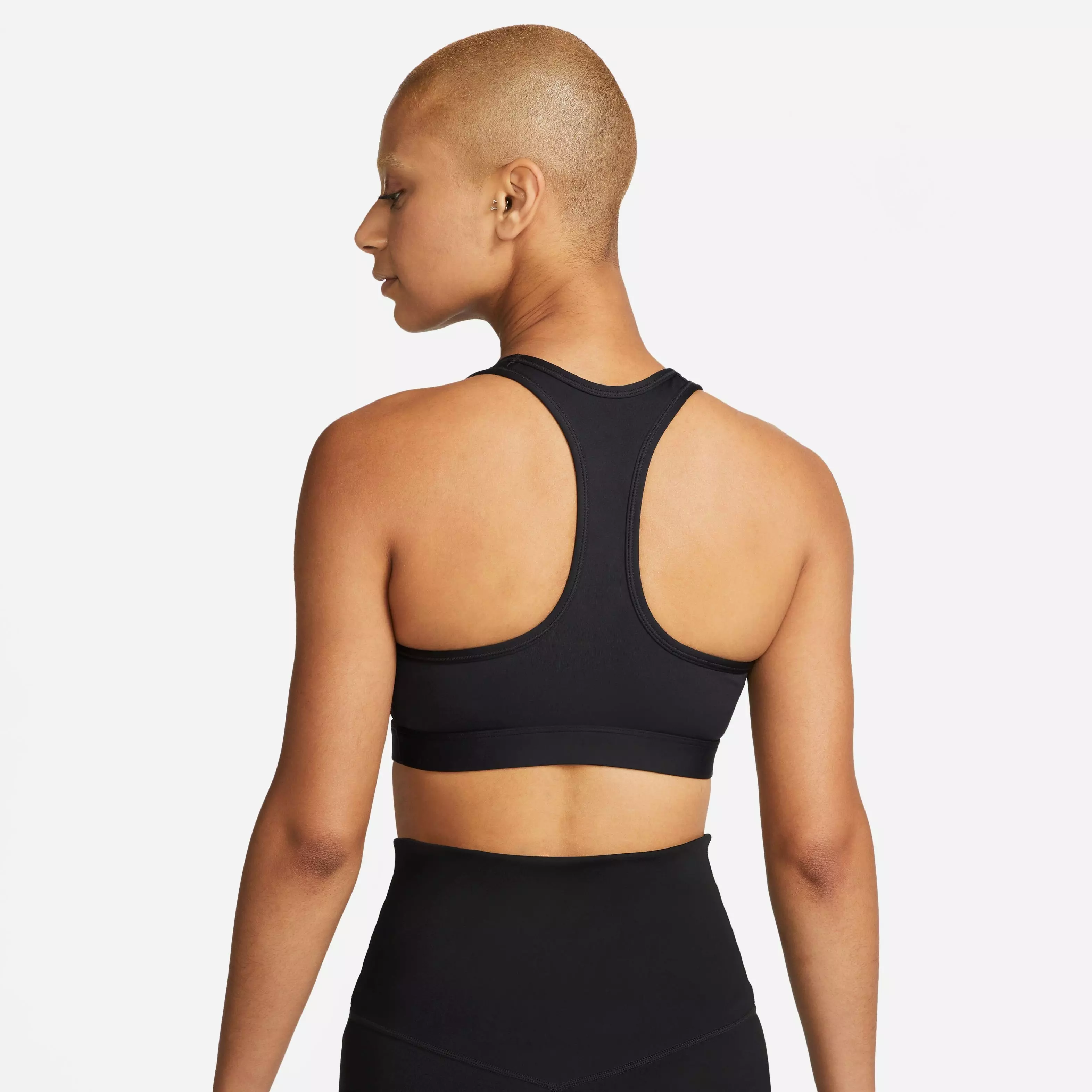 Nike Women's Dri-FIT Swoosh Medium-Support Padded Sports Bra - Black - BLACK