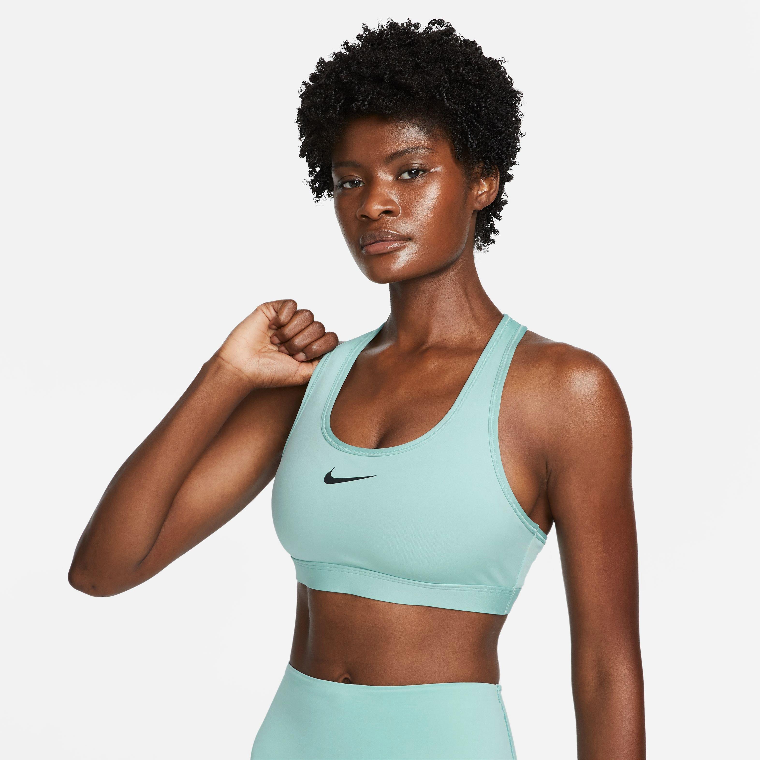 Nike Women's Medium-Support Swoosh Padded Sports Bra - Mineral - BLUE Thumbnail View 4