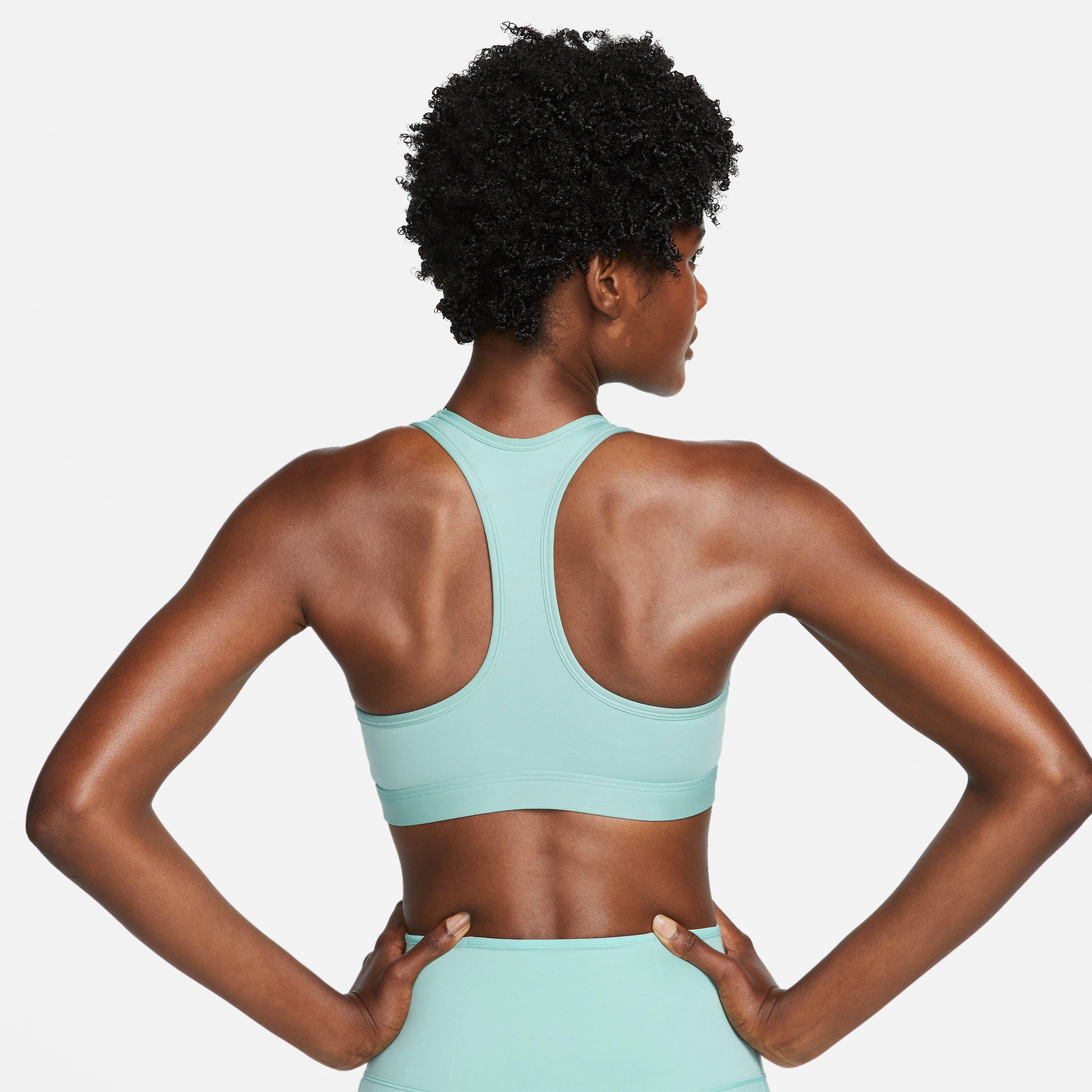 Nike Women's Medium-Support Swoosh Padded Sports Bra - Mineral - BLUE Thumbnail View 8