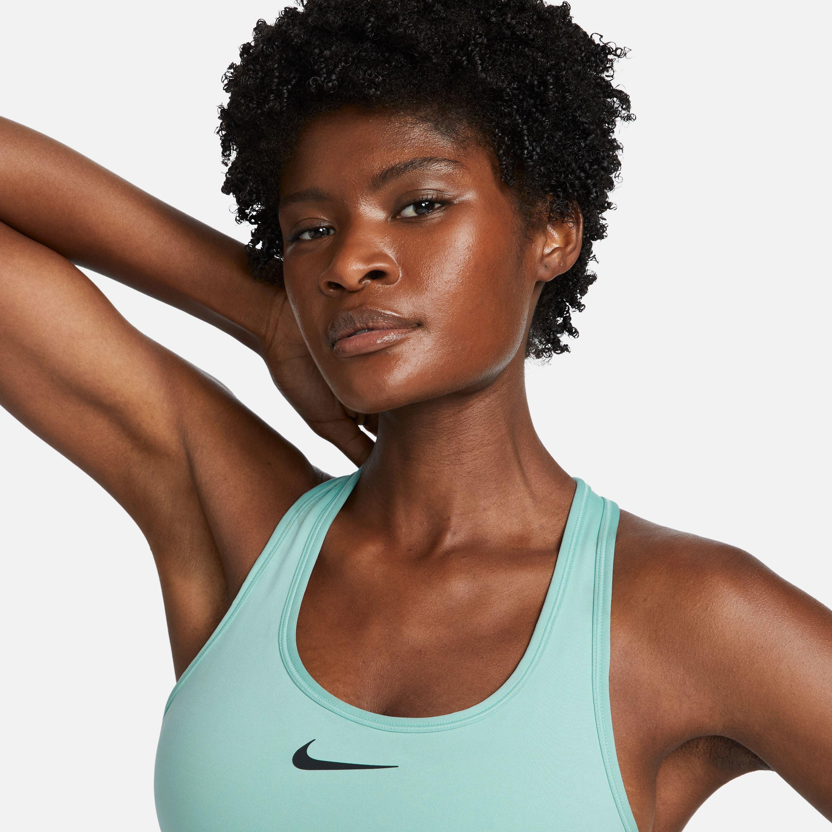 Nike Women's Medium-Support Swoosh Padded Sports Bra - Mineral - BLUE Thumbnail View 5