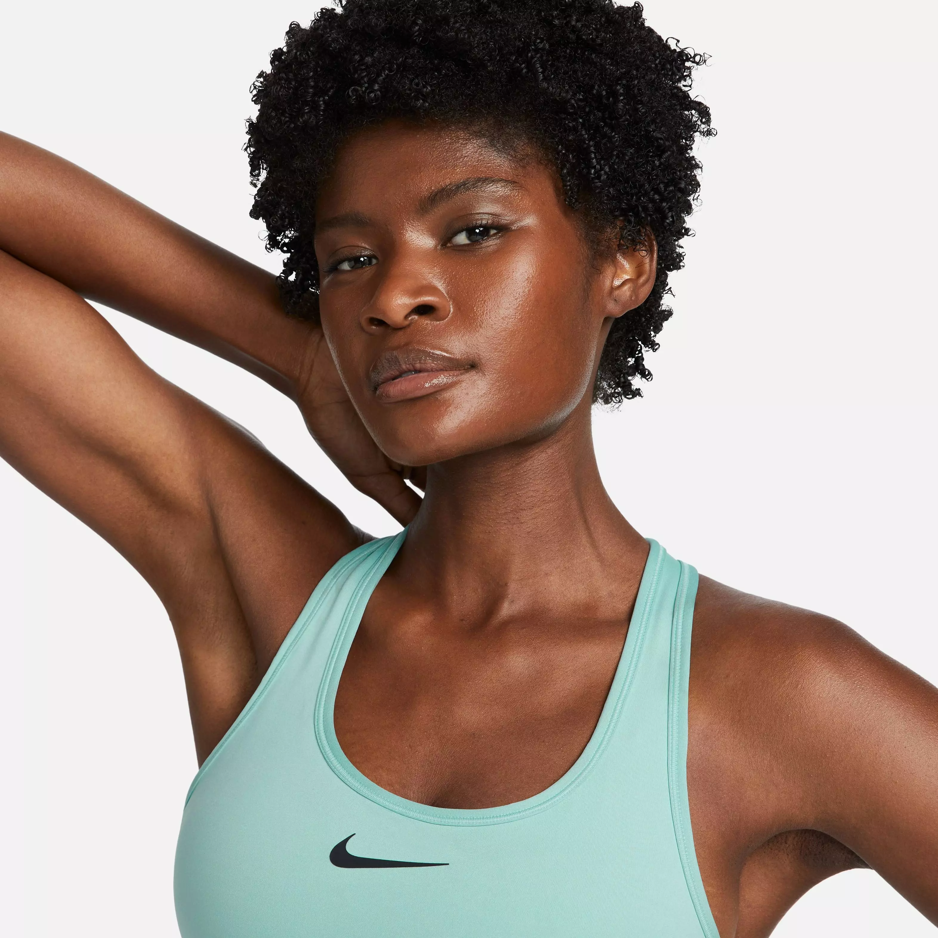 Nike Women's Medium-Support Swoosh Padded Sports Bra - Mineral - BLUE