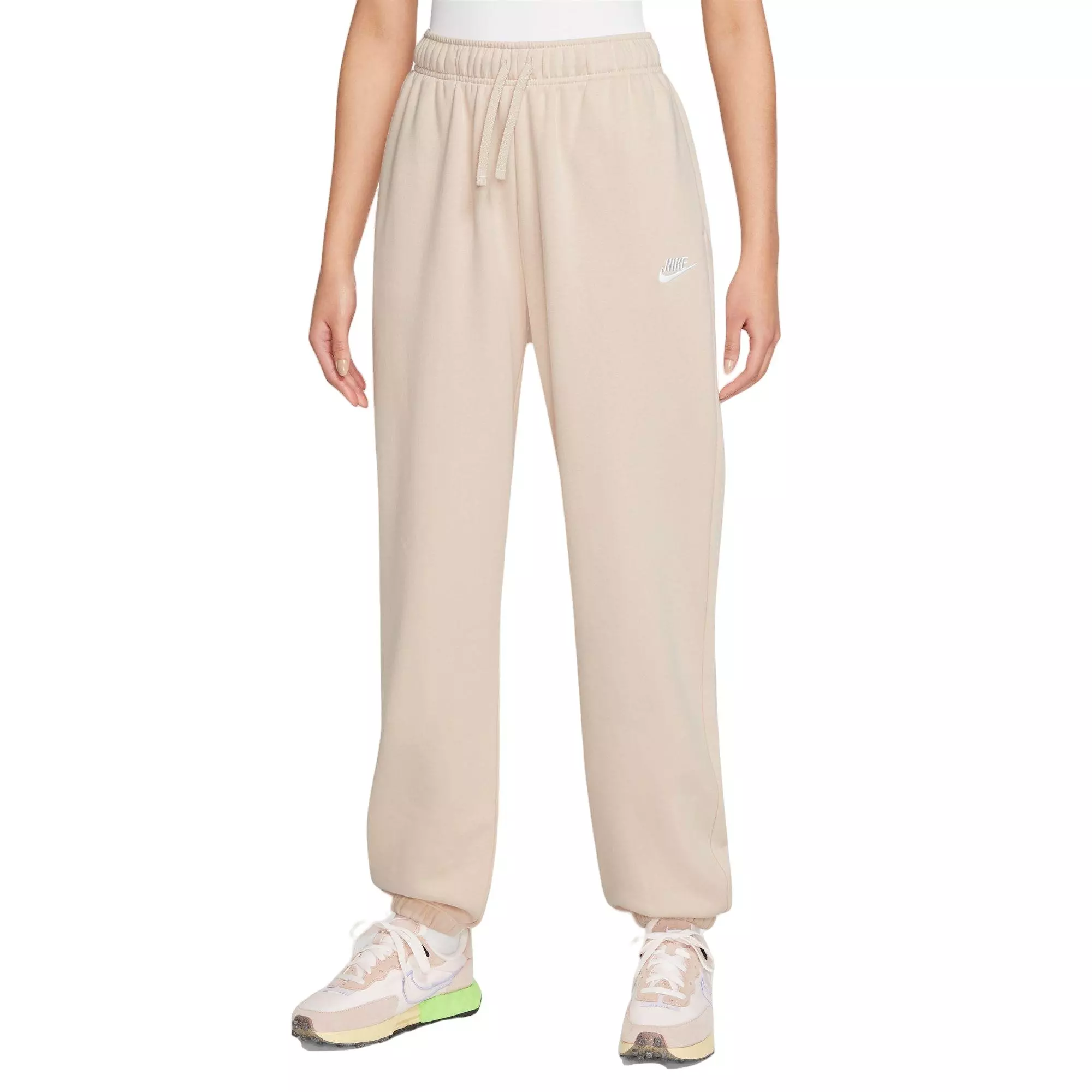 Nike Women's Sportswear Club Fleece Mid-Rise Oversized Sweatpants - Sand - BEIGE