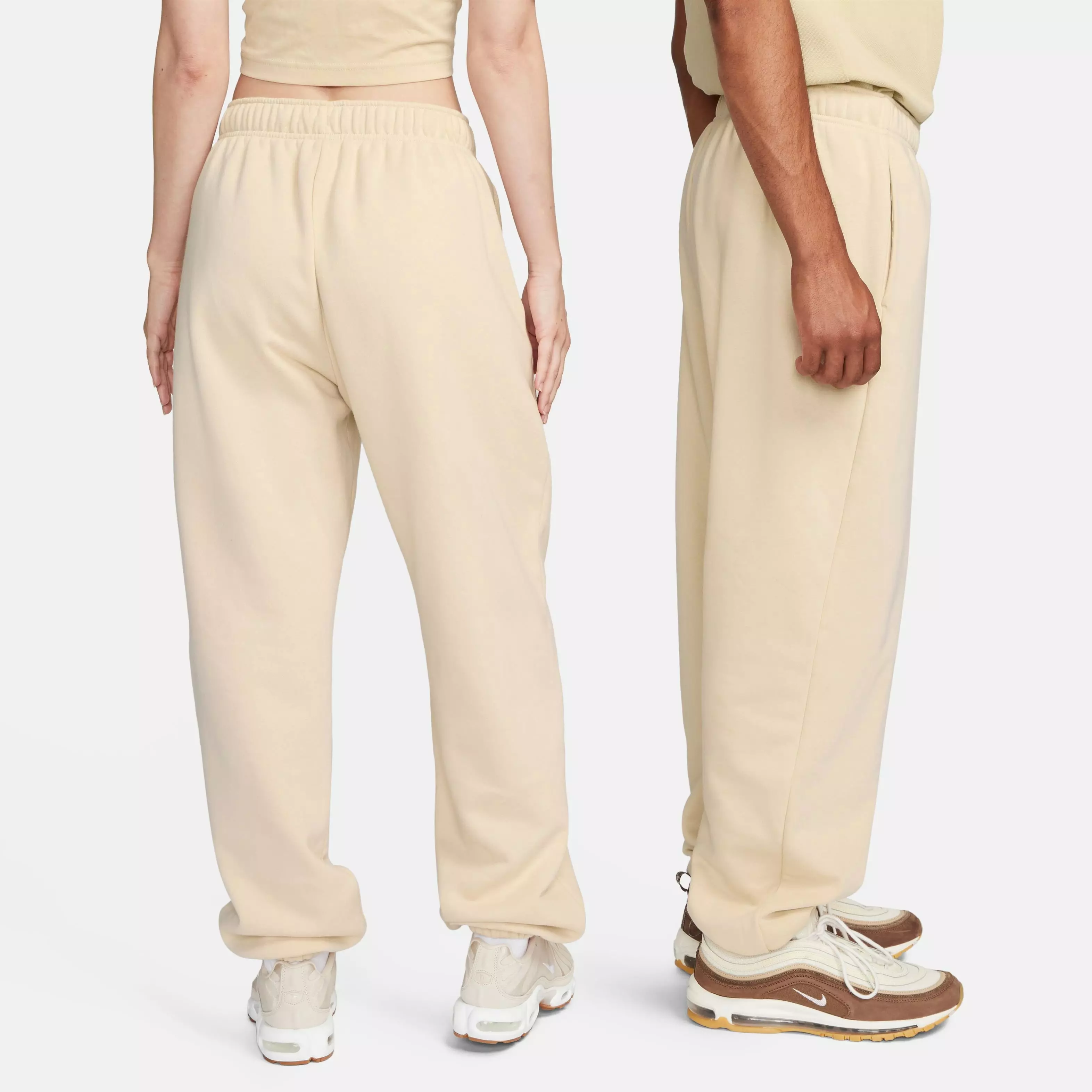 Nike Women's Sportswear Club Fleece Mid-Rise Oversized Sweatpants - Sand - BEIGE