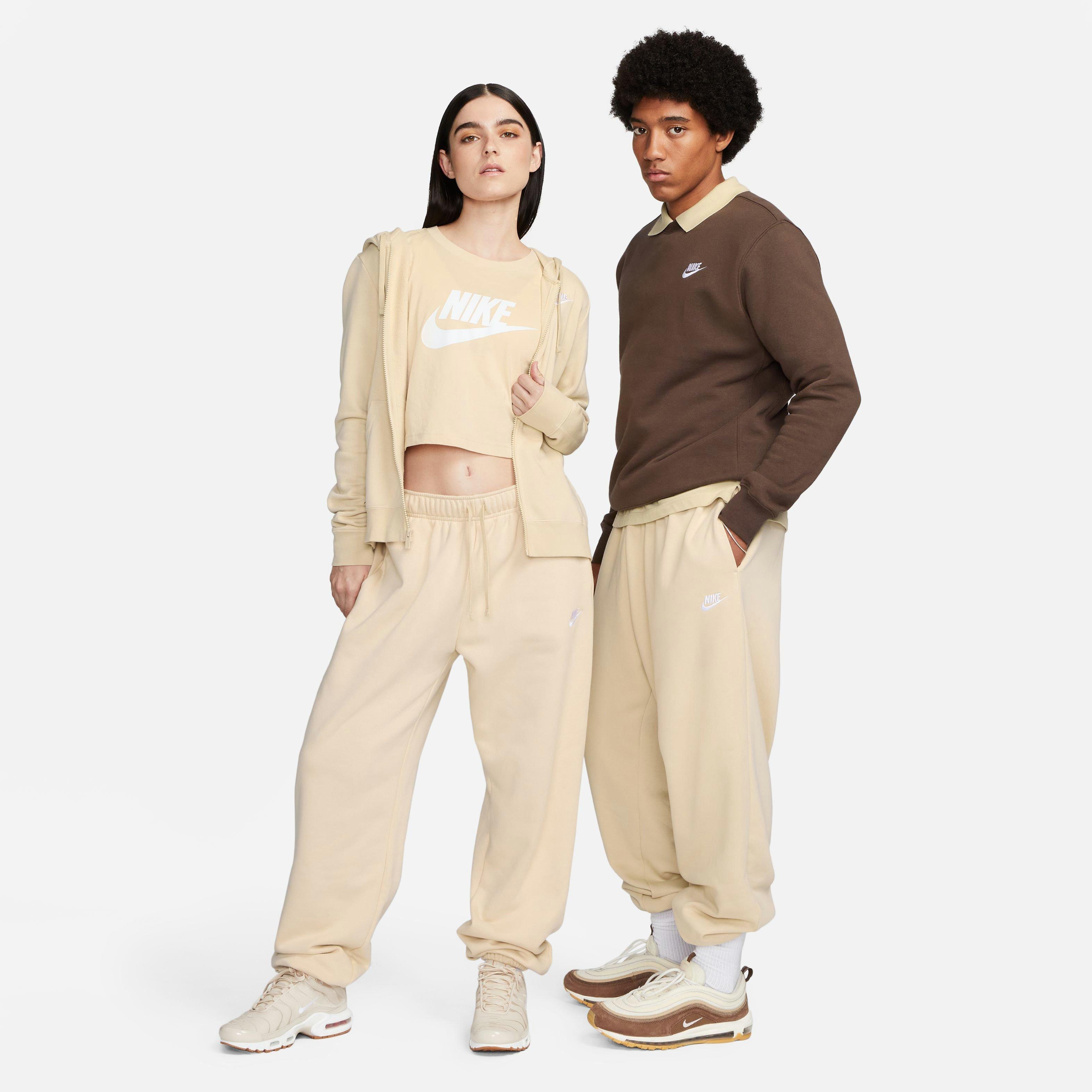 Nike Women's Sportswear Club Fleece Mid-Rise Oversized Sweatpants - Sand - BEIGE Thumbnail View 2