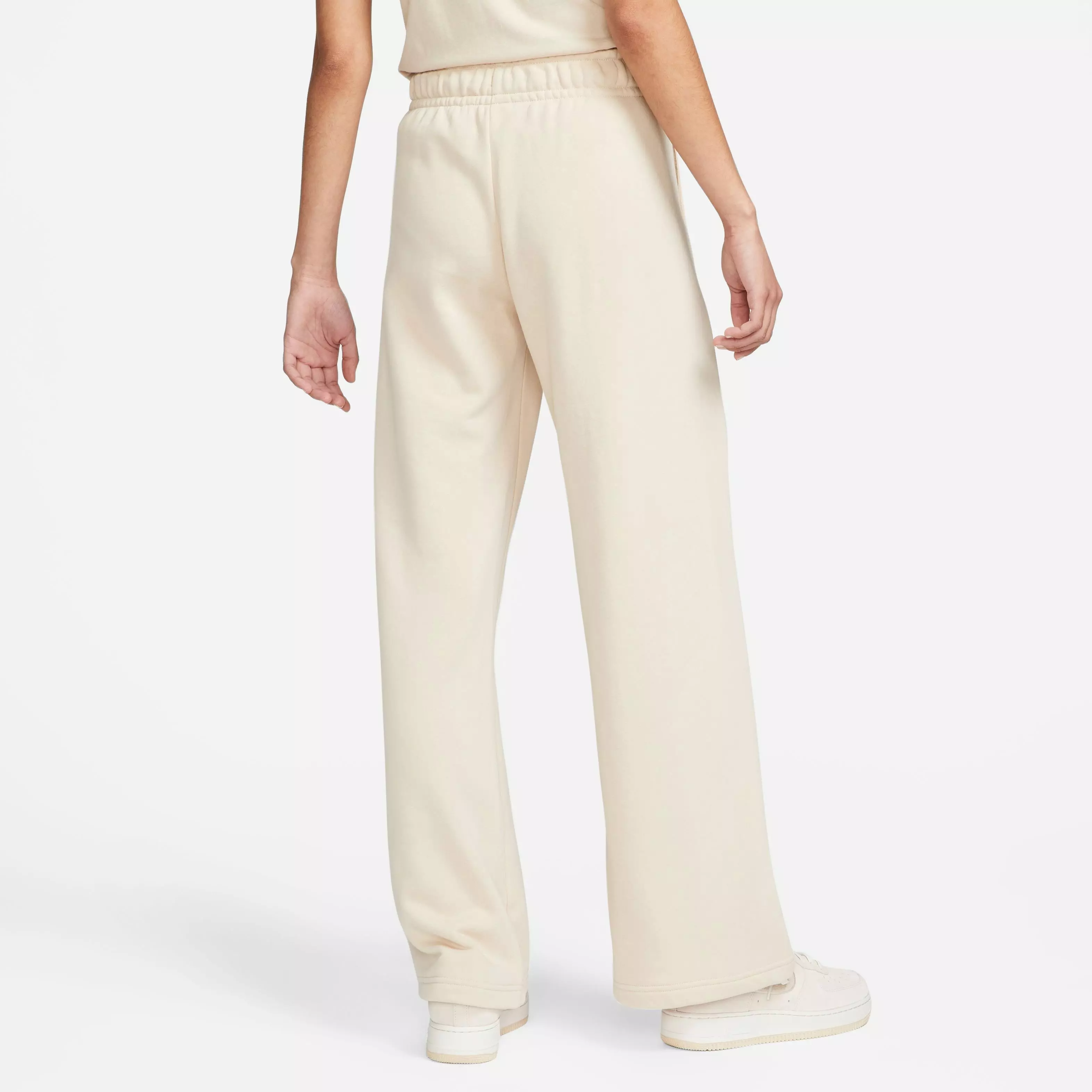 Nike Women's Sportswear Club Fleece Mid-Rise Wide-Leg Pants-Cream - CREAM