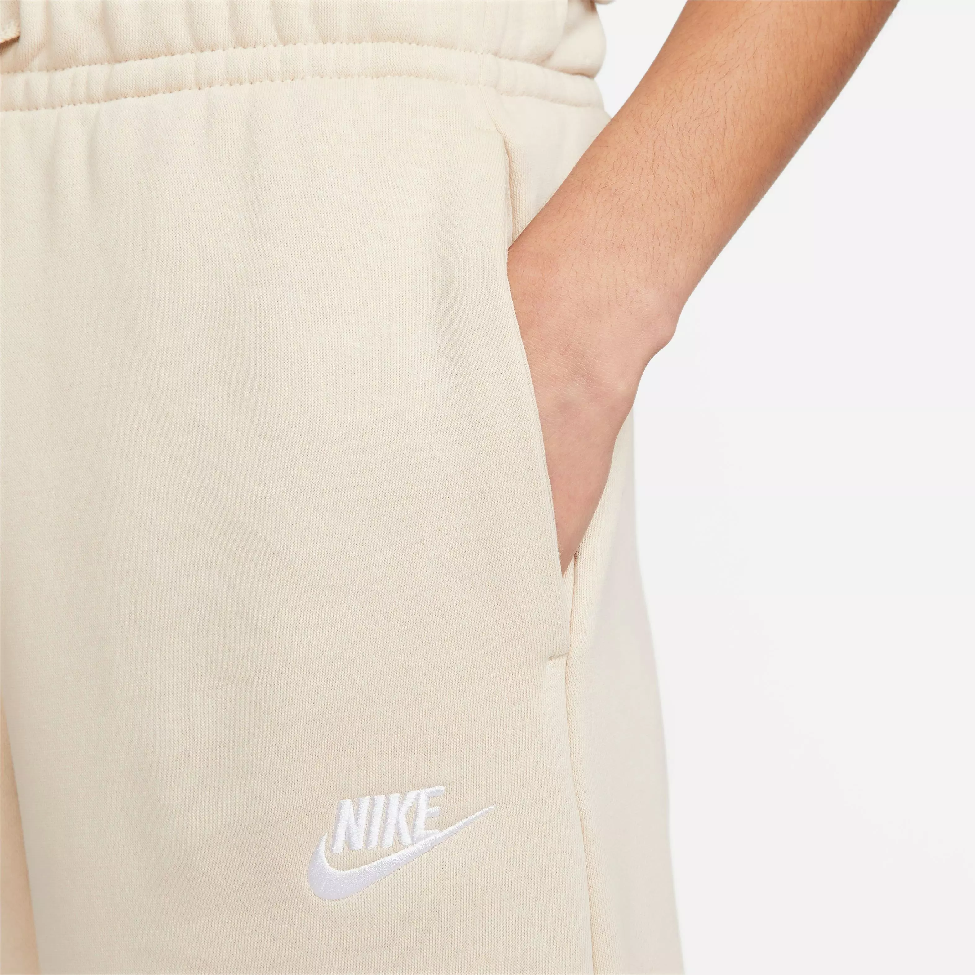 Nike Women's Sportswear Club Fleece Mid-Rise Wide-Leg Pants-Cream - CREAM