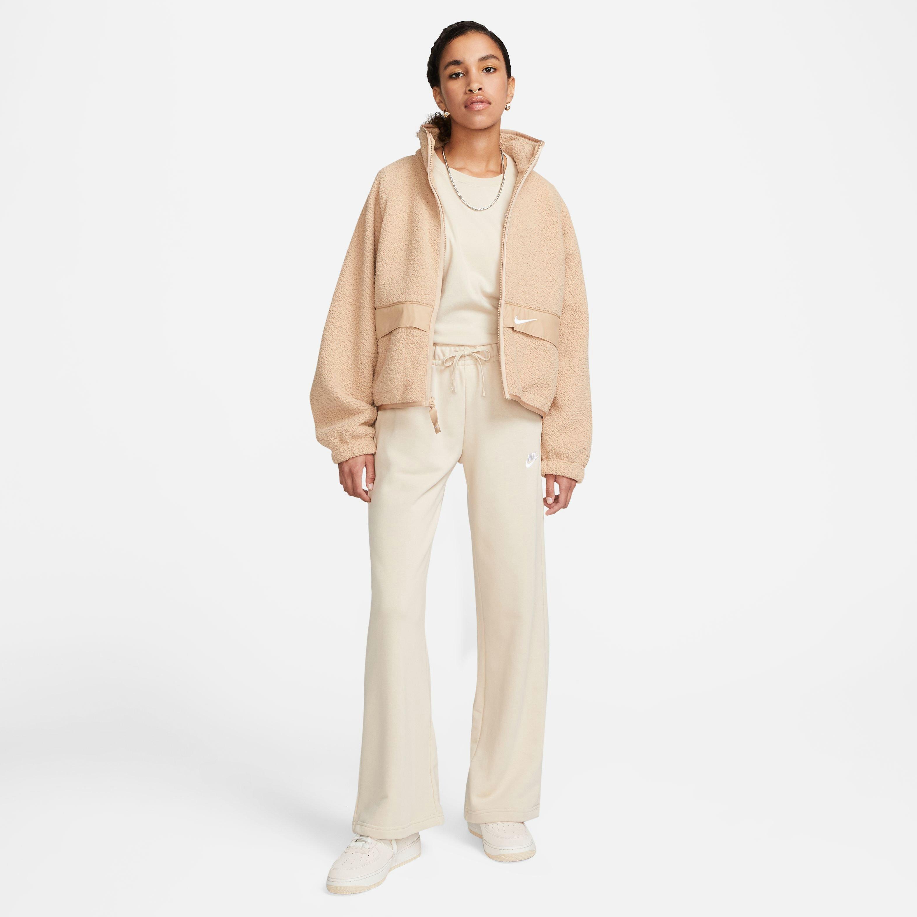 Nike Women's Sportswear Club Fleece Mid-Rise Wide-Leg Pants-Cream - CREAM Thumbnail View 6