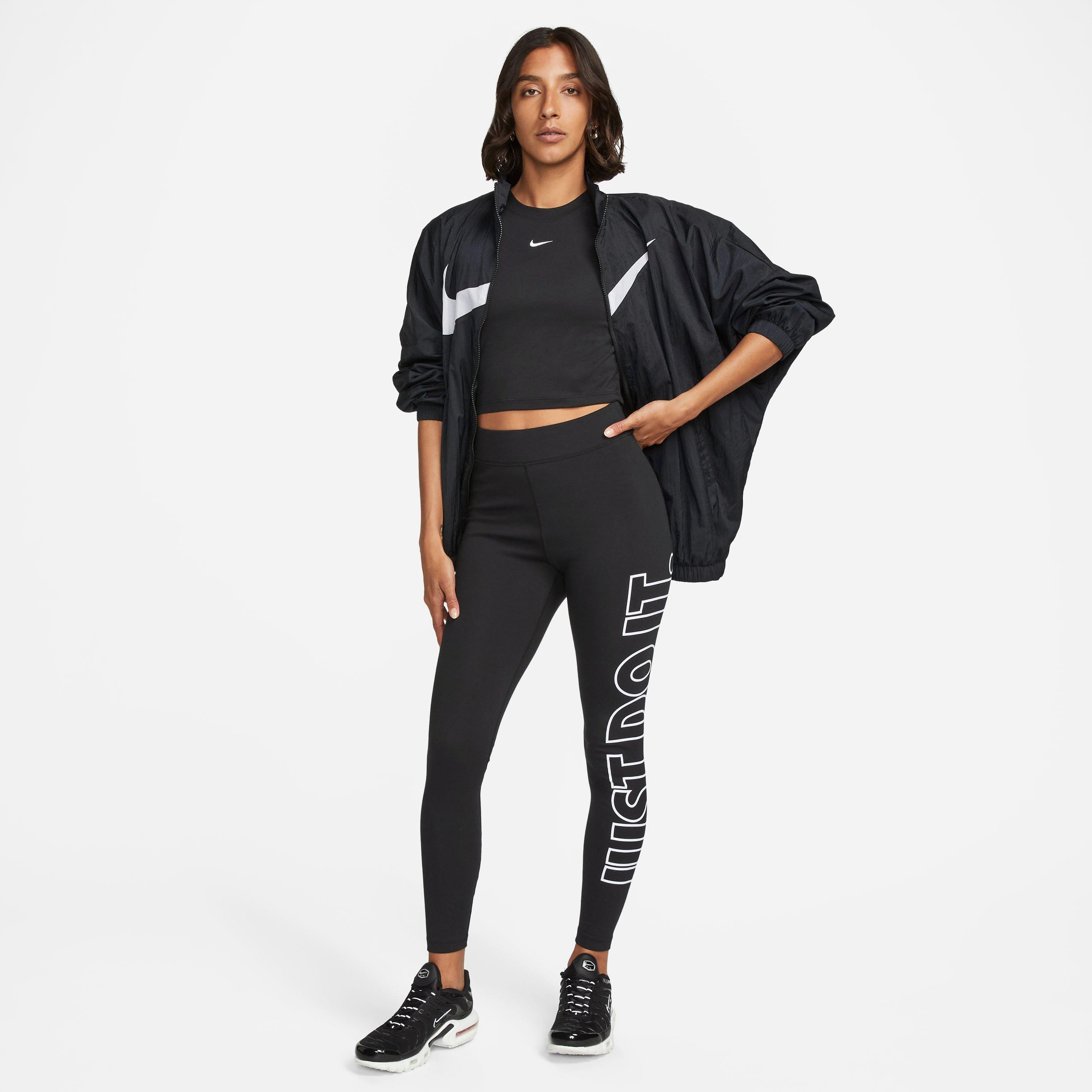 Nike Women's High-Waisted Graphic Leggings - Black - BLACK Thumbnail View 4