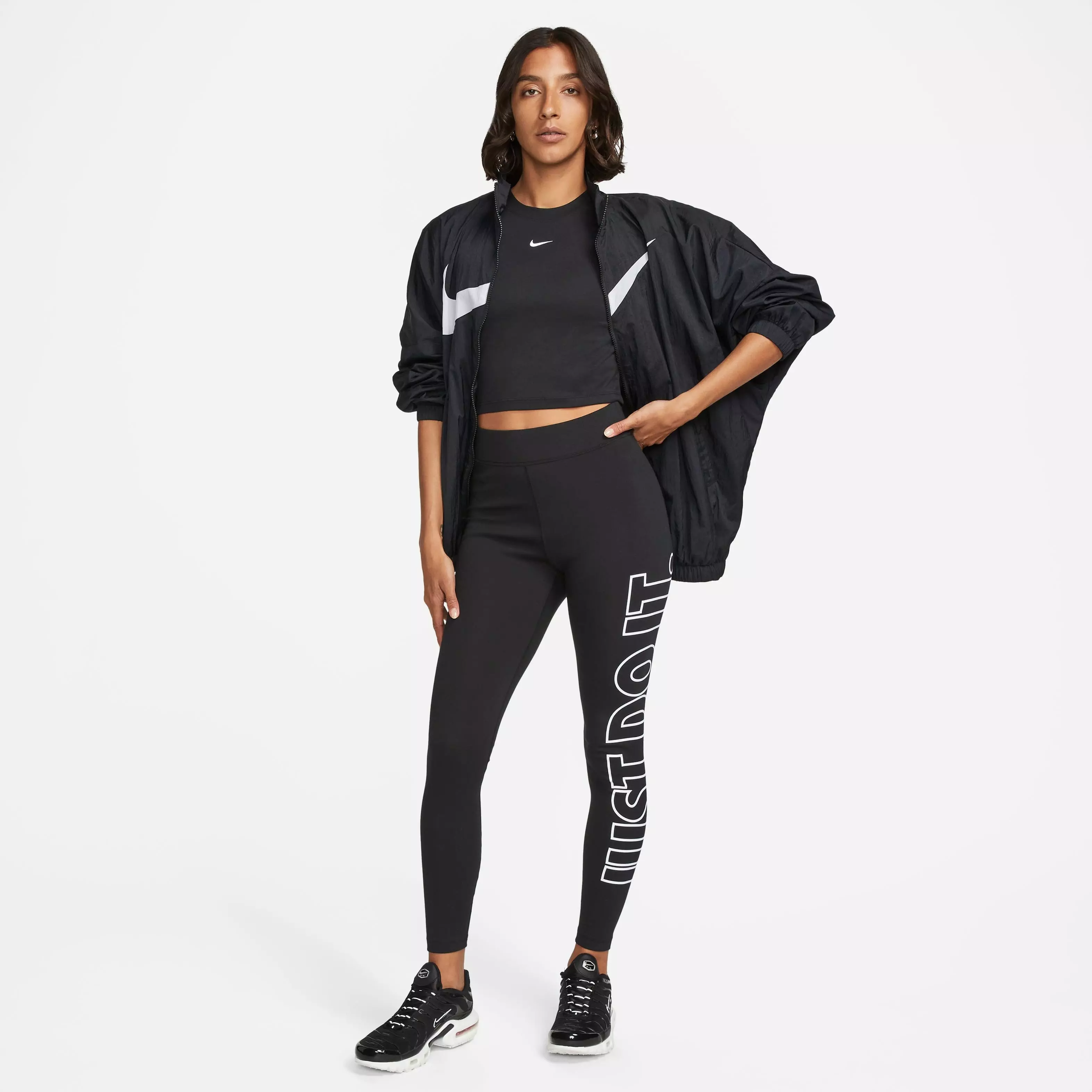 Nike Women's High-Waisted Graphic Leggings - Black - BLACK