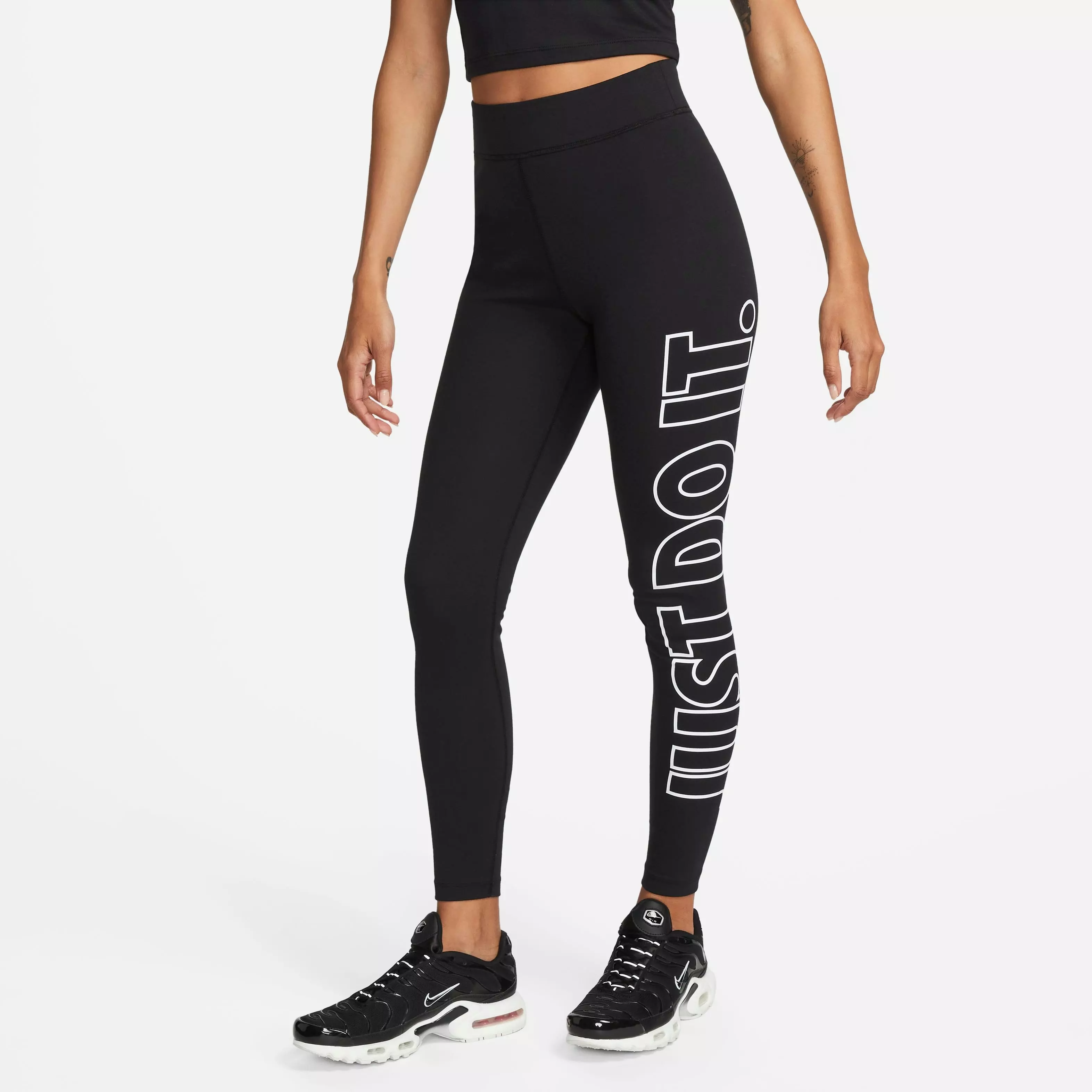 Nike Women's High-Waisted Graphic Leggings - Black - BLACK