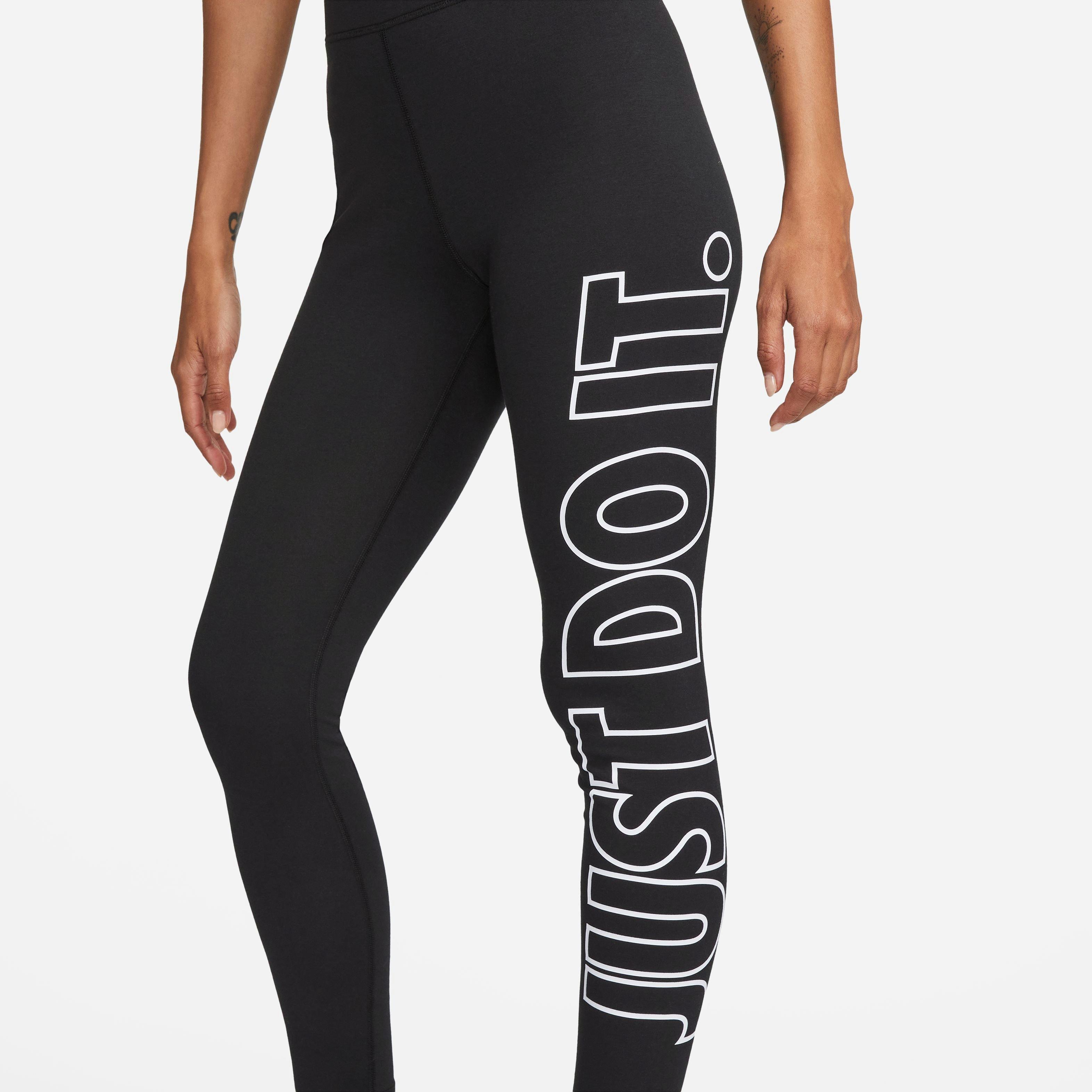 Nike Women's High-Waisted Graphic Leggings - Black - BLACK Thumbnail View 3