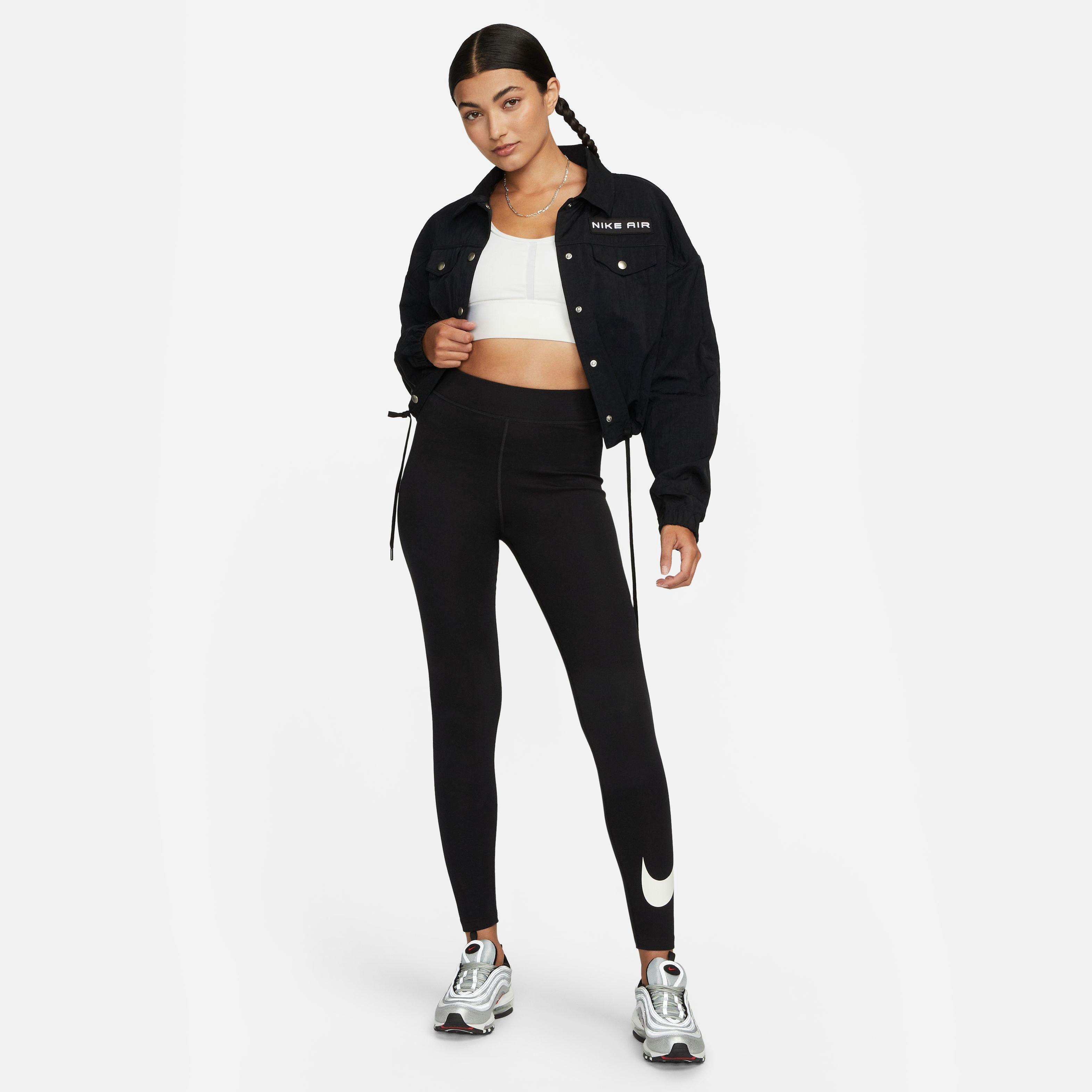 Nike Women's Classic High-Rise Swoosh Leggings - Black - BLACK Thumbnail View 4