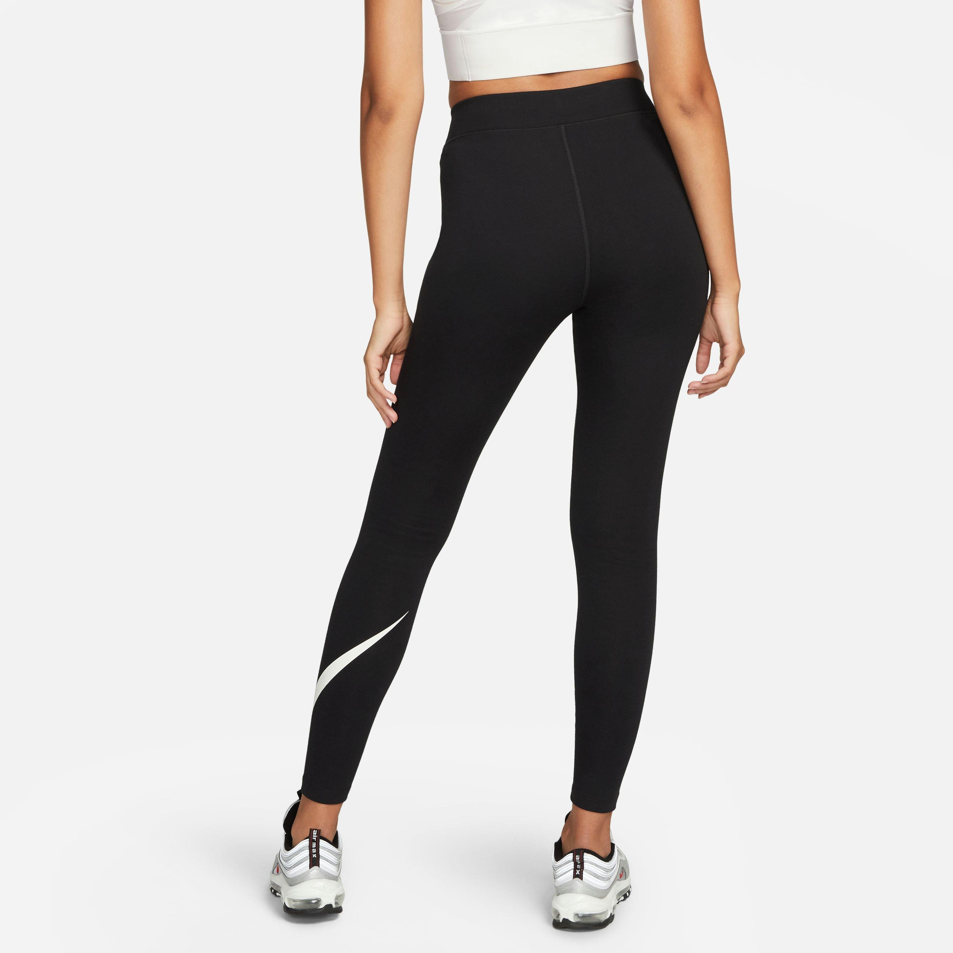 Nike Women's Classic High-Rise Swoosh Leggings - Black - BLACK Thumbnail View 7