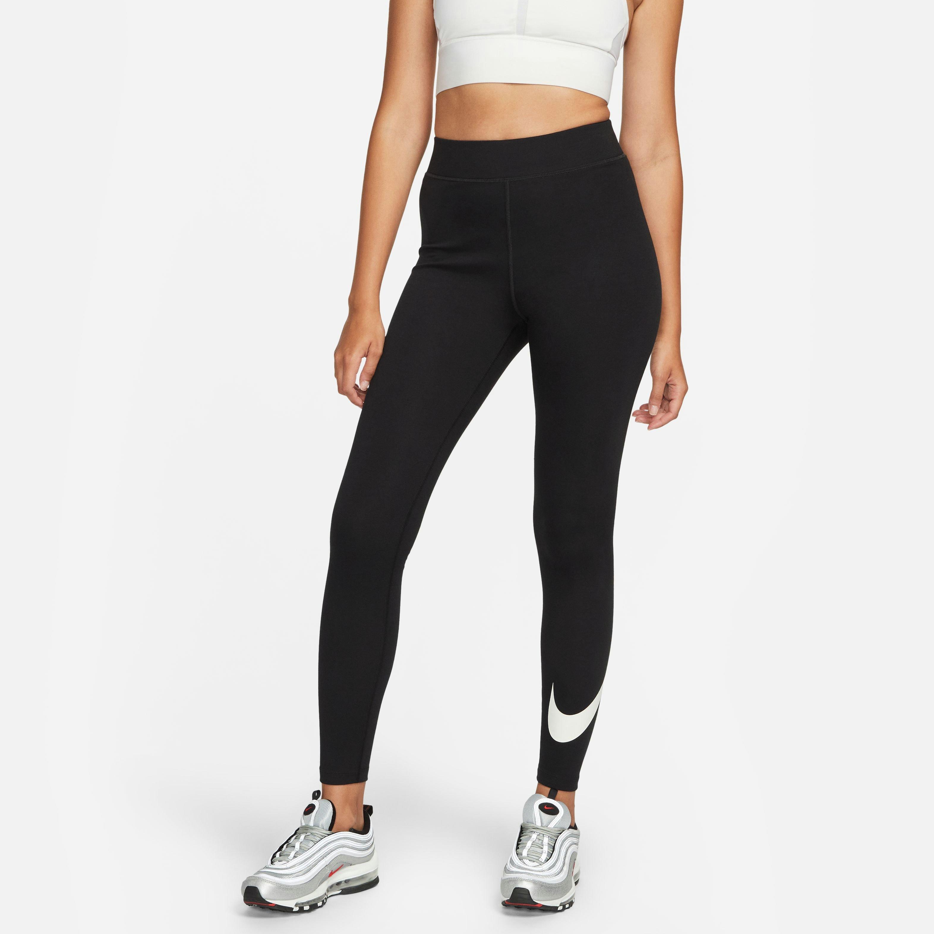Nike Women's Classic High-Rise Swoosh Leggings - Black - BLACK Thumbnail View 6