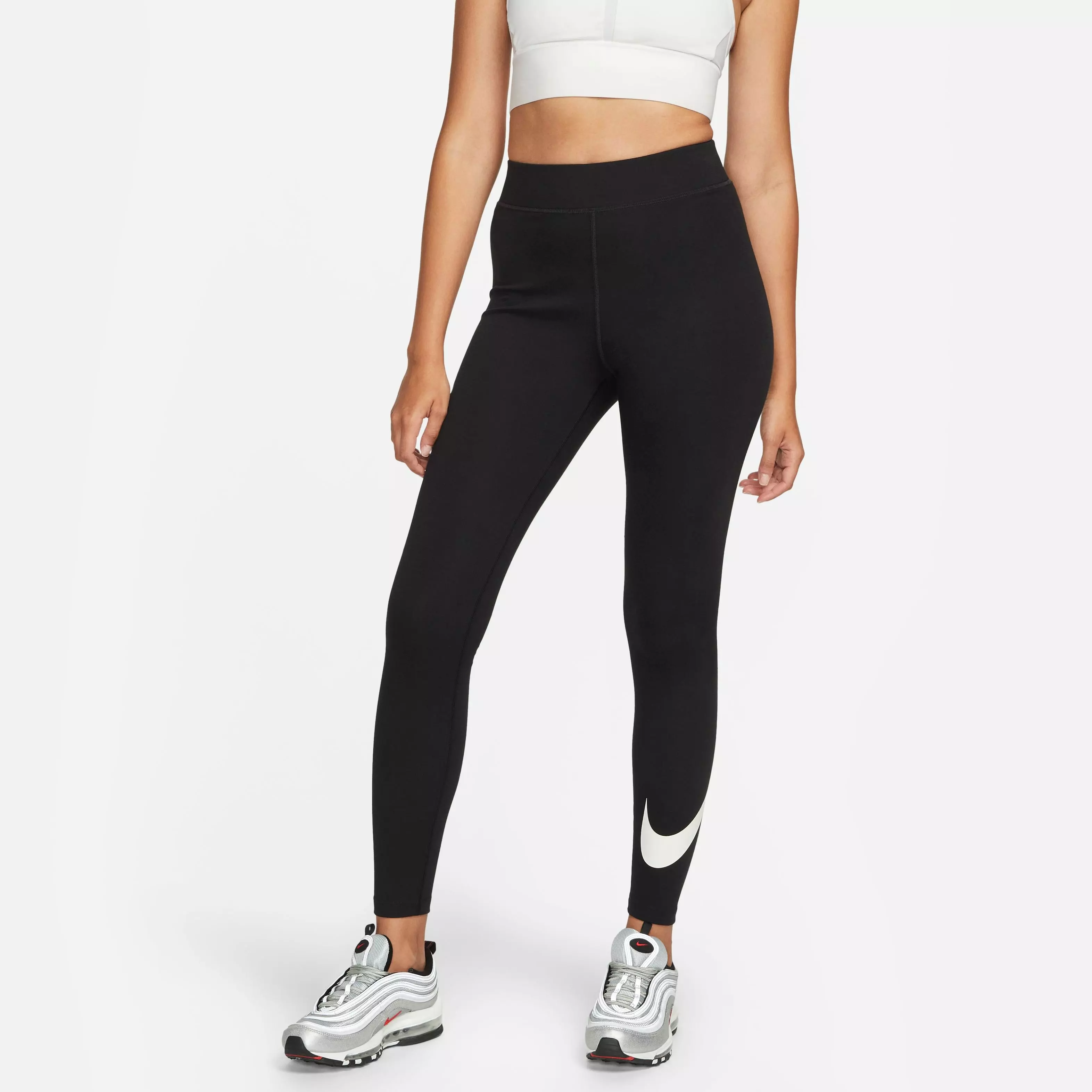 Nike Women's Classic High-Rise Swoosh Leggings - Black - BLACK
