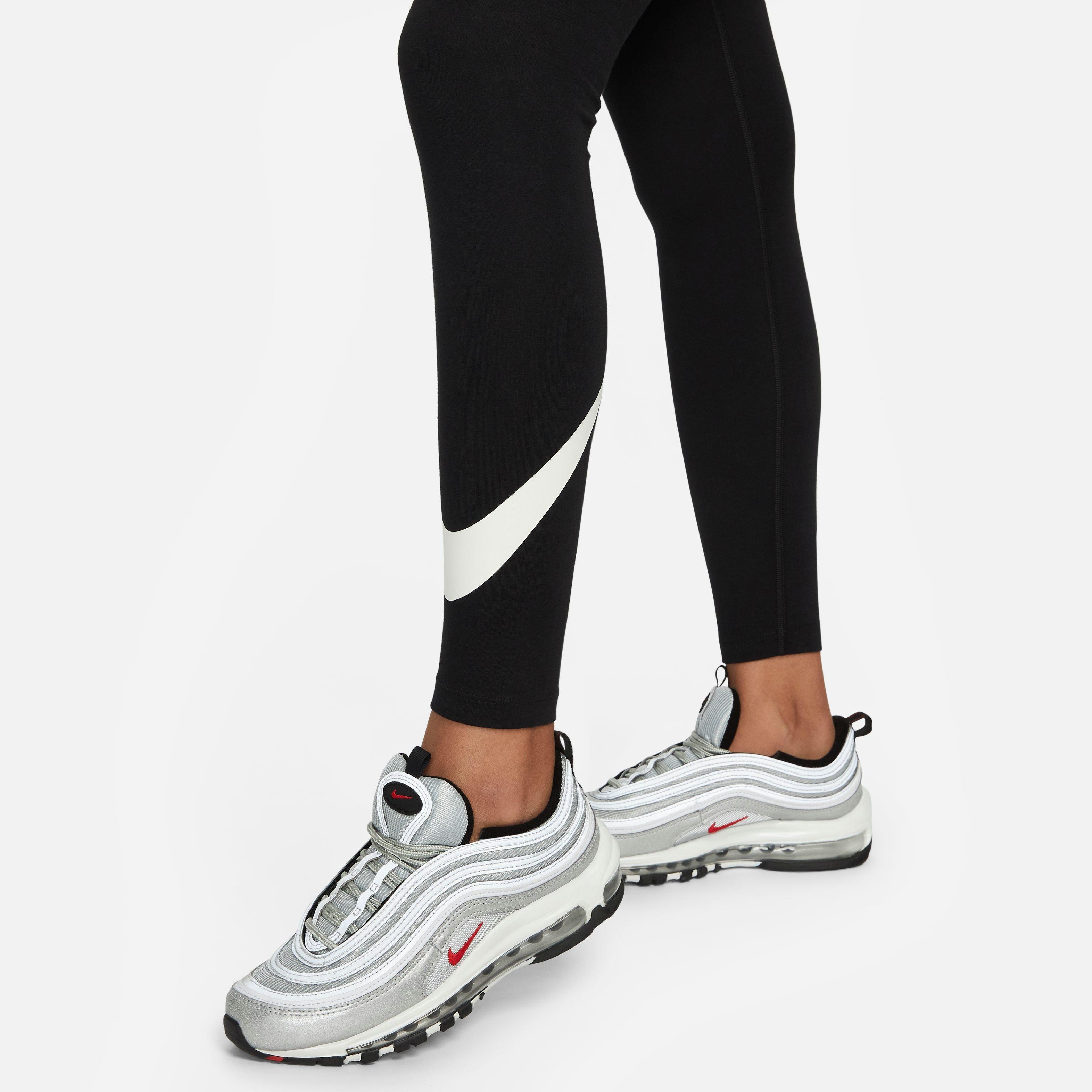 Nike Women's Classic High-Rise Swoosh Leggings - Black - BLACK Thumbnail View 5