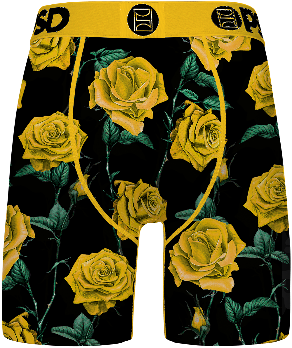PSD Men's Yellow Roses Retro Underwear - BLACK/YELLOW Thumbnail View 2