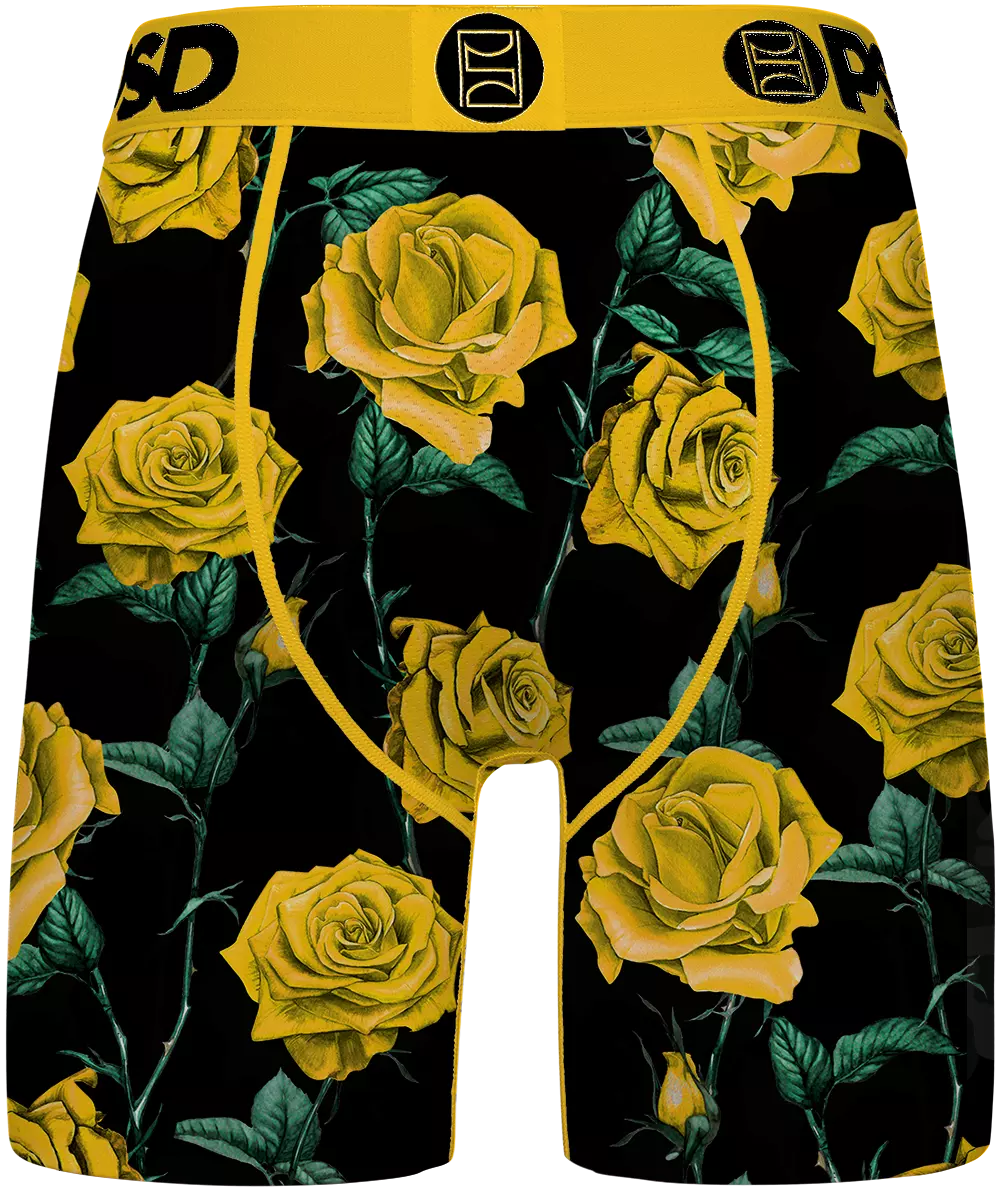 PSD Men's Yellow Roses Retro Underwear - BLACK/YELLOW