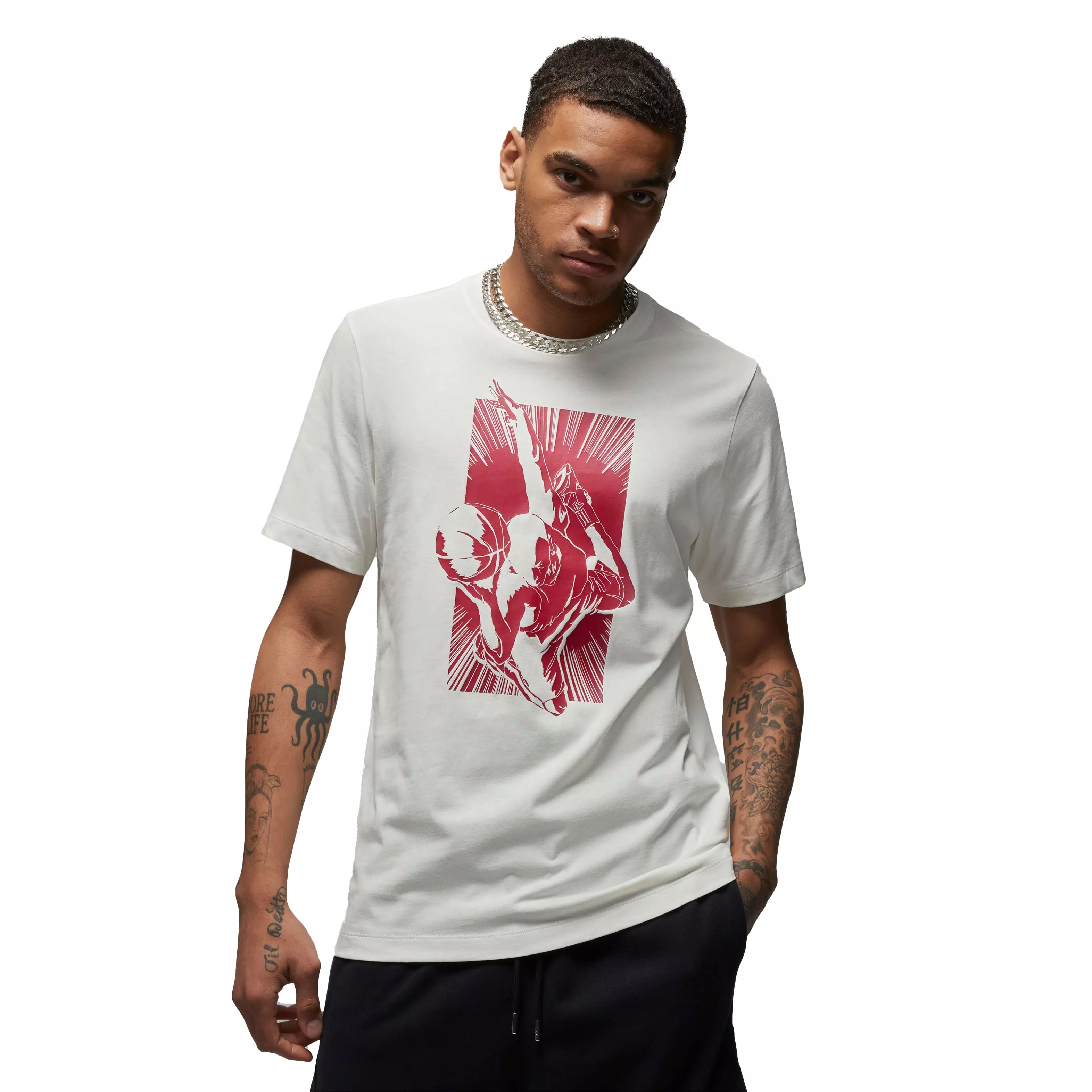 Jordan Men's Brand Graphic Tee-White/Red - WHITE/RED