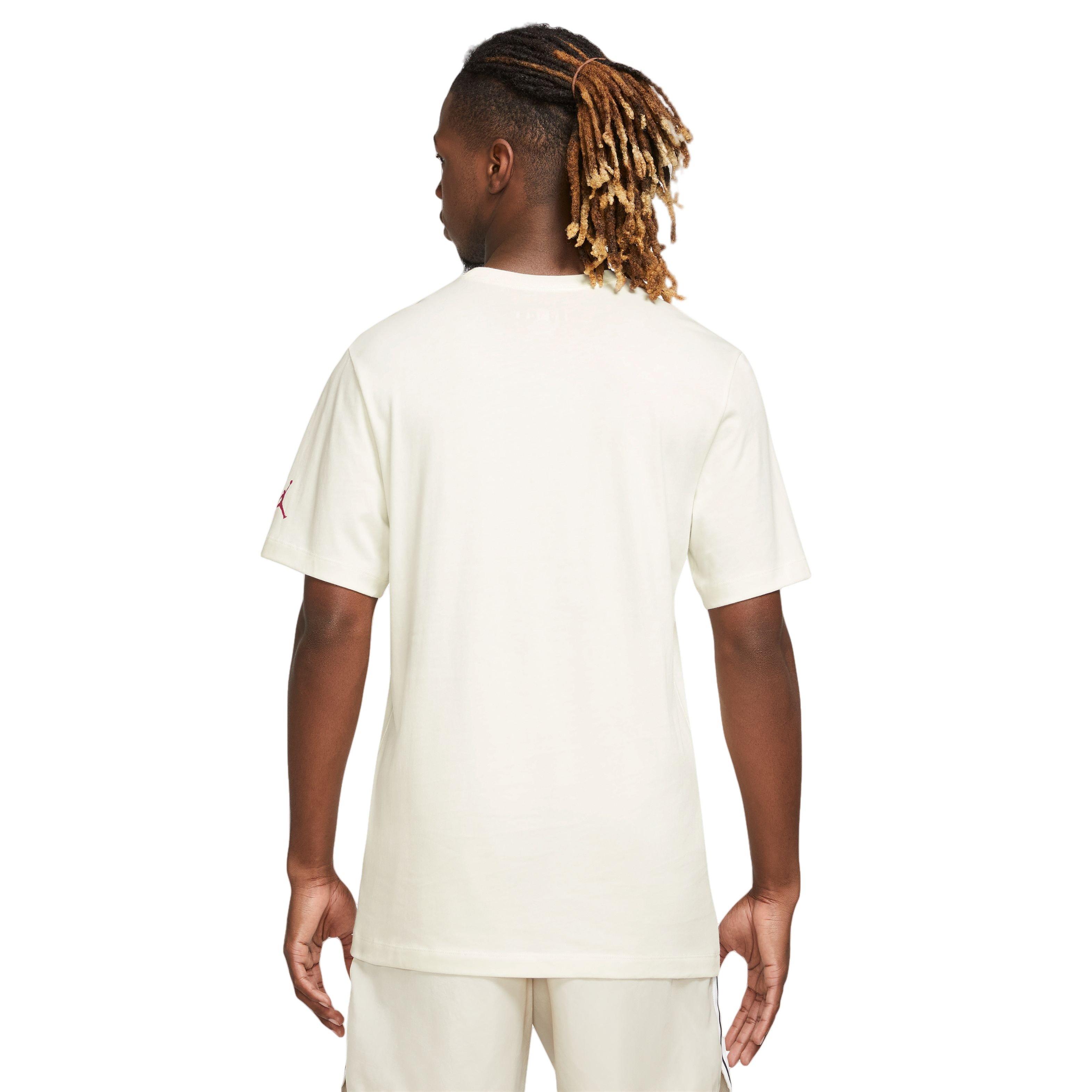 Jordan Men's Graphic Cotton Crew Neck Tee - White/Red