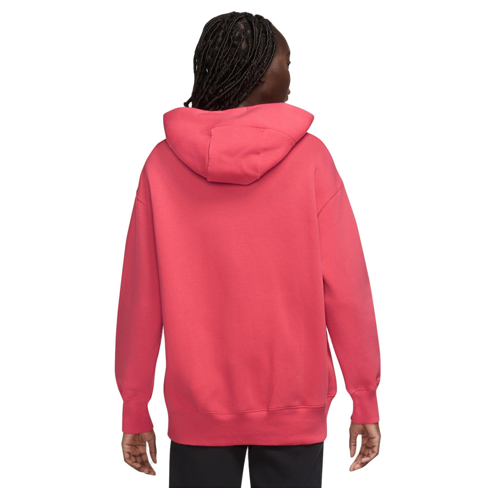 Nike Women's Phoenix Fleece Oversize Pullover Hoodie - Light Fusion Red - RED Thumbnail View 2