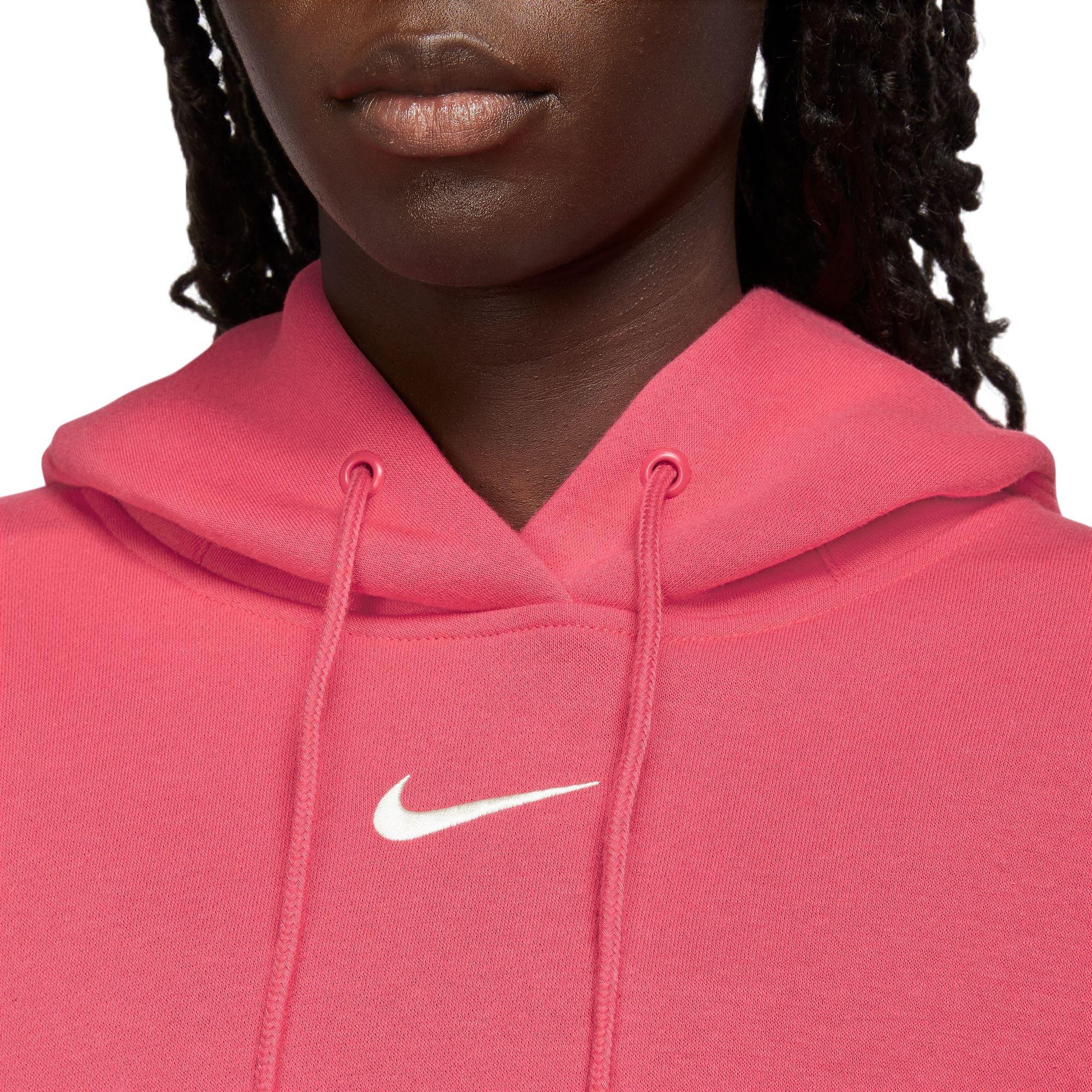 Nike Women's Phoenix Fleece Oversize Pullover Hoodie - Light Fusion Red - RED Thumbnail View 3