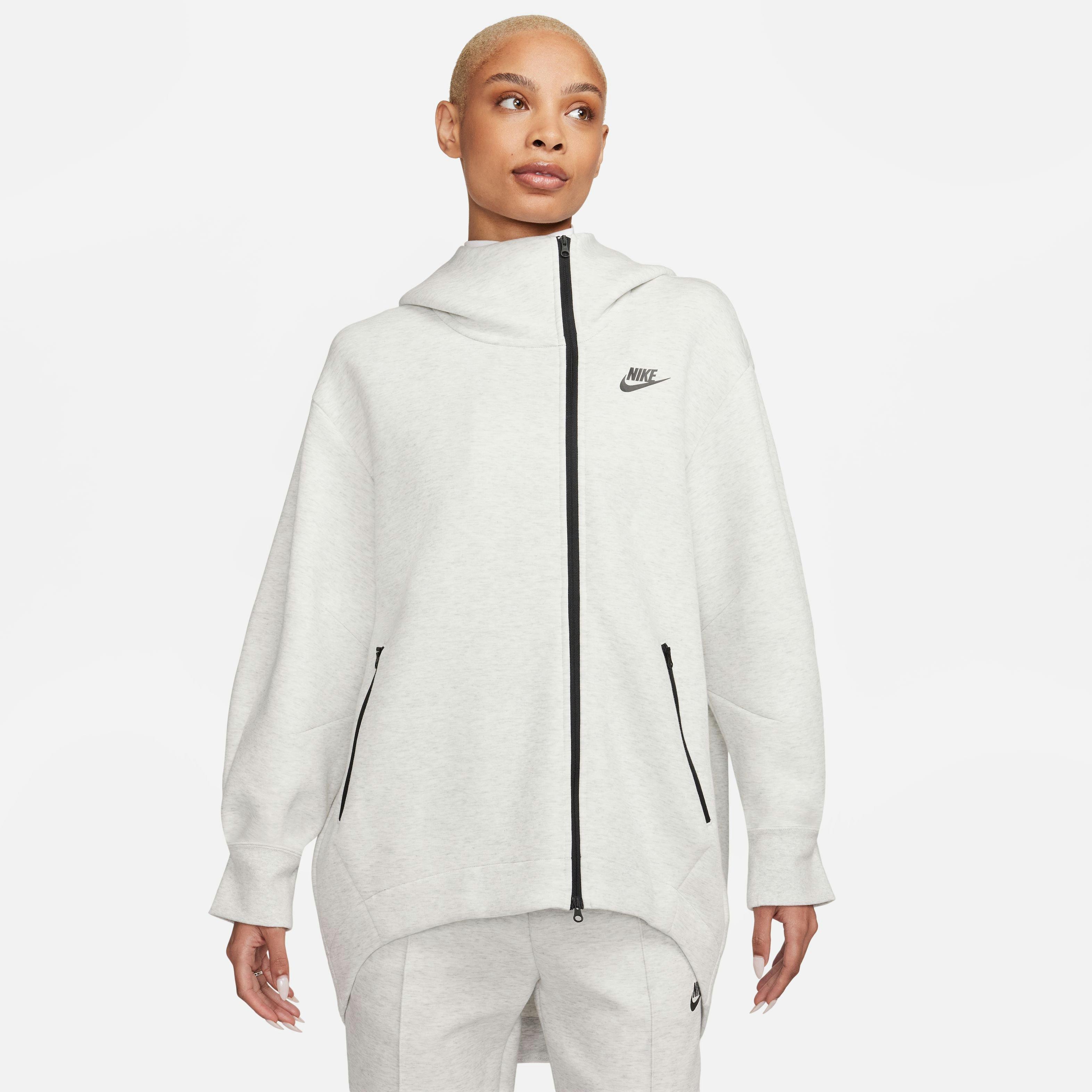 Nike Women's Sportswear Tech Fleece Loose Cape-Lt Grey - LT GREY Thumbnail View 4