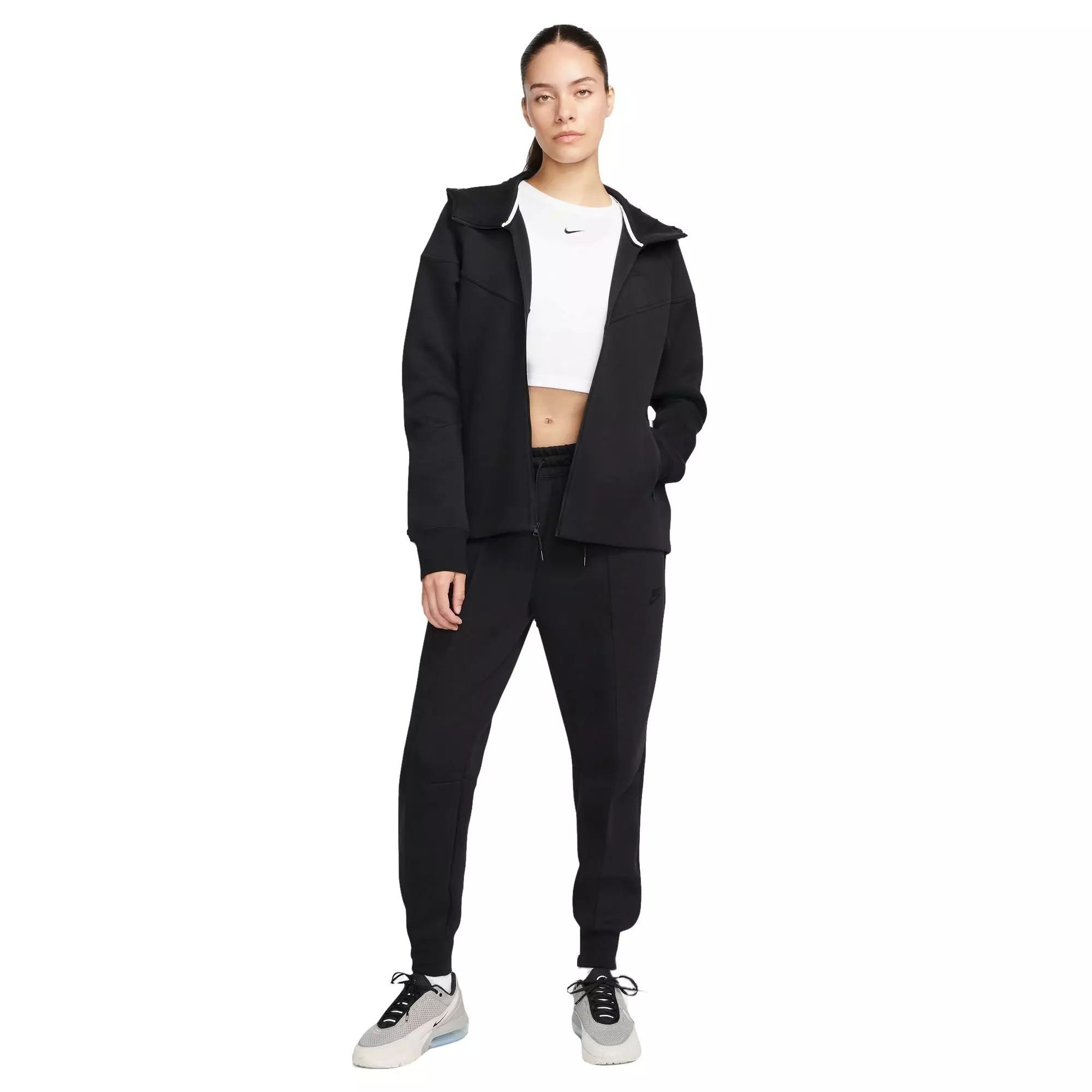 Nike Women's Sportswear Tech Fleece Windrunner Jacket-Black - BLACK