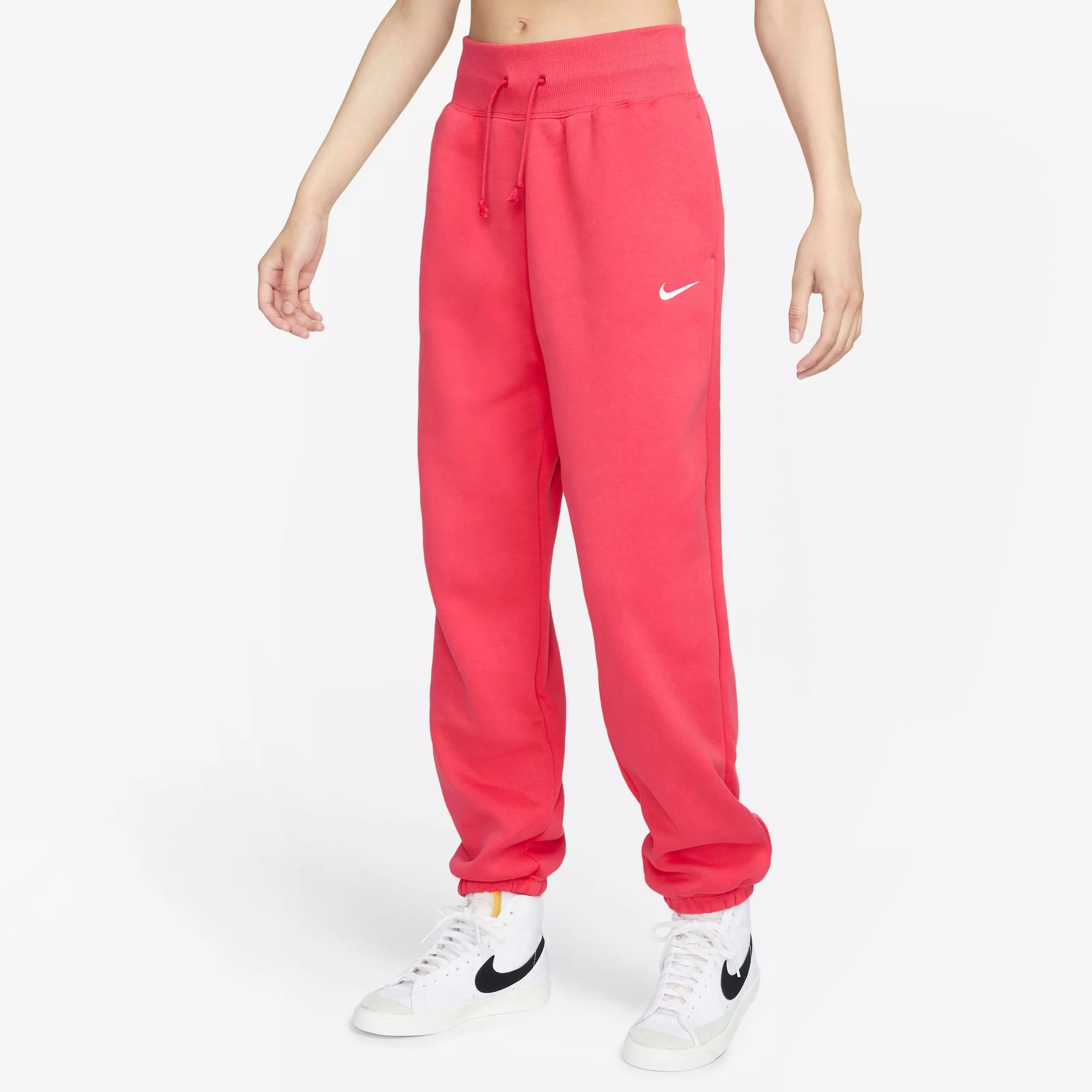 Nike Women's Sportswear Phoenix Fleece High-Rise Fleece Oversized Pants - Light Fusion Red - RED