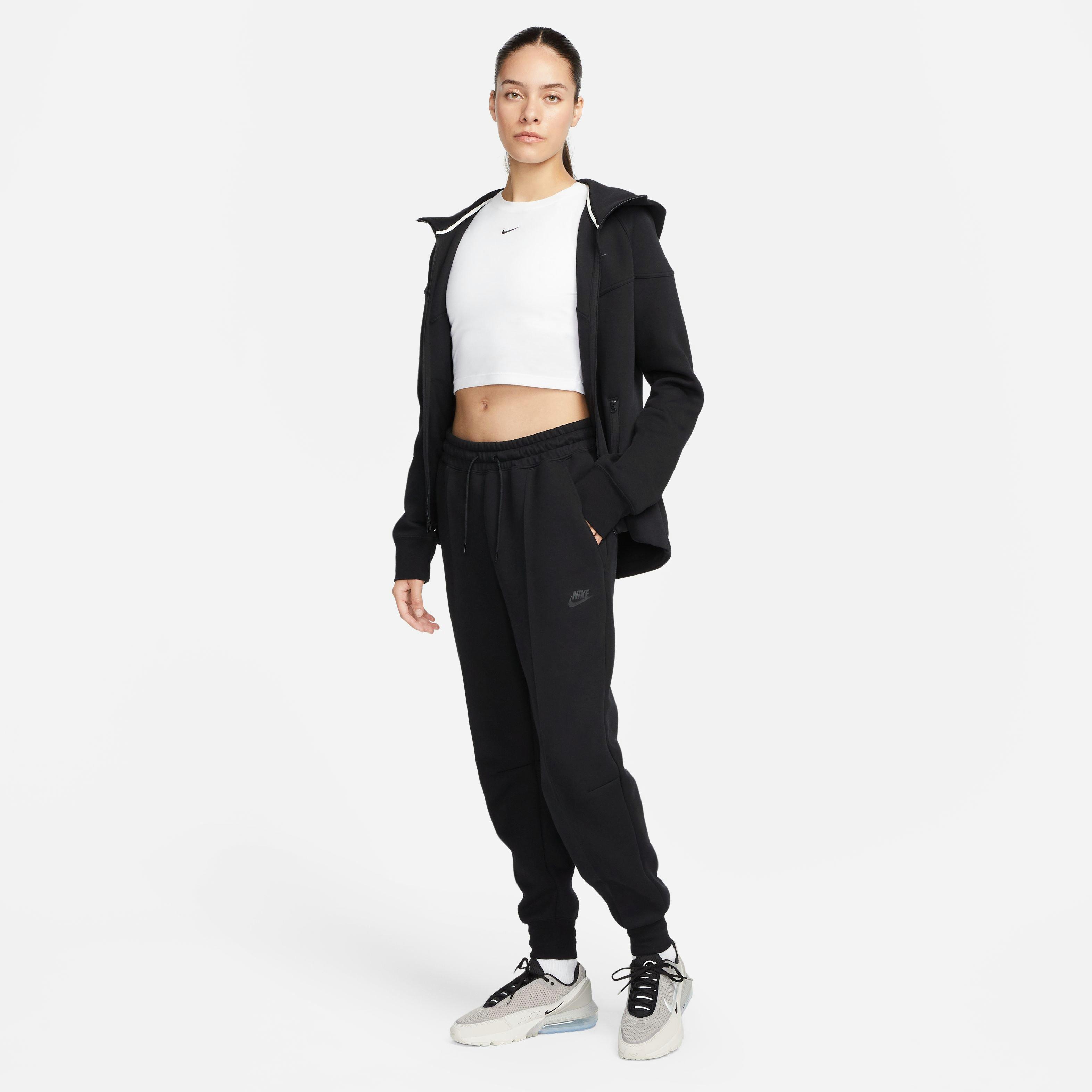 Nike Women's Sportswear Tech Fleece Mid-Rise Joggers-Black - BLACK Thumbnail View 4