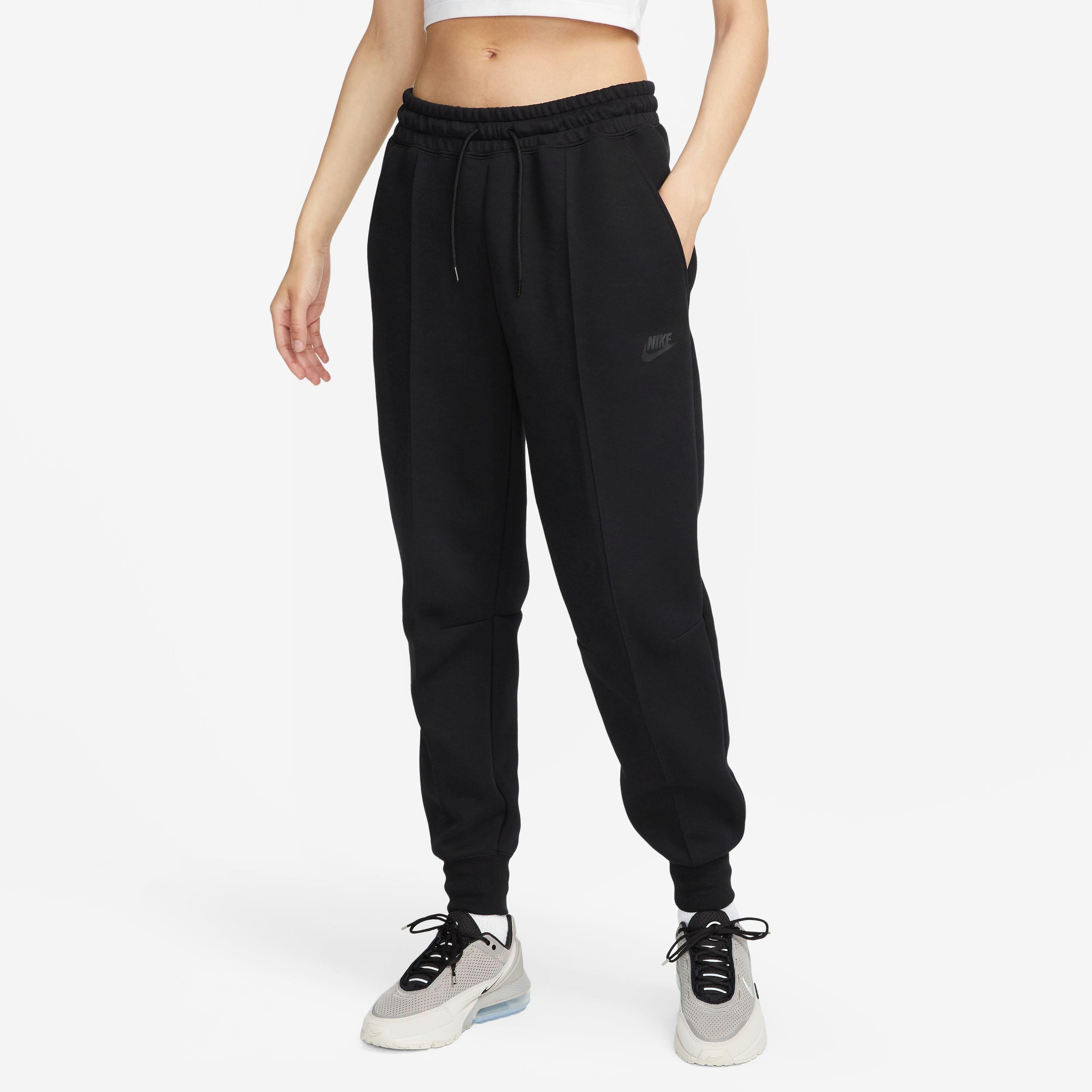 Nike Women's Sportswear Tech Fleece Mid-Rise Joggers-Black - BLACK Thumbnail View 5