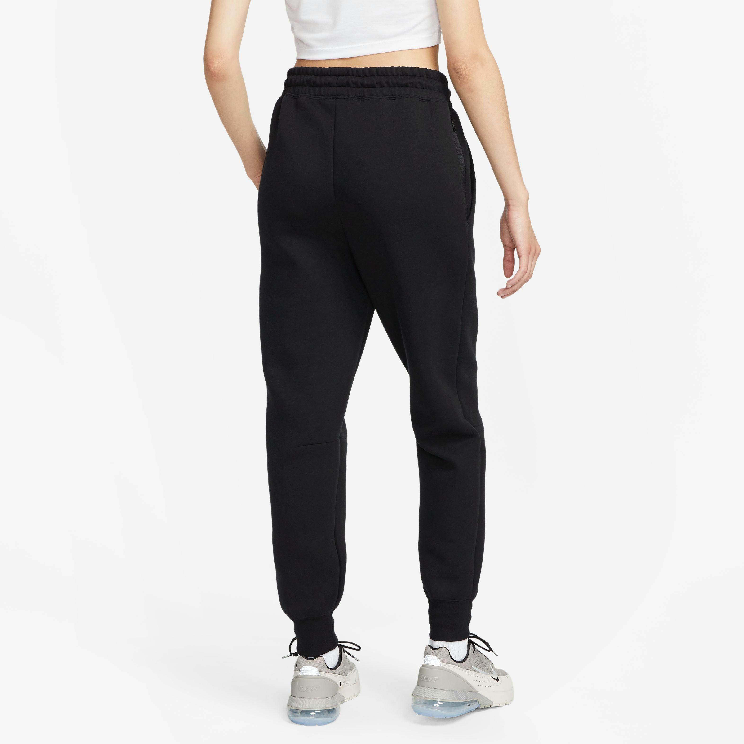 Nike Women's Sportswear Tech Fleece Mid-Rise Joggers-Black - BLACK Thumbnail View 9