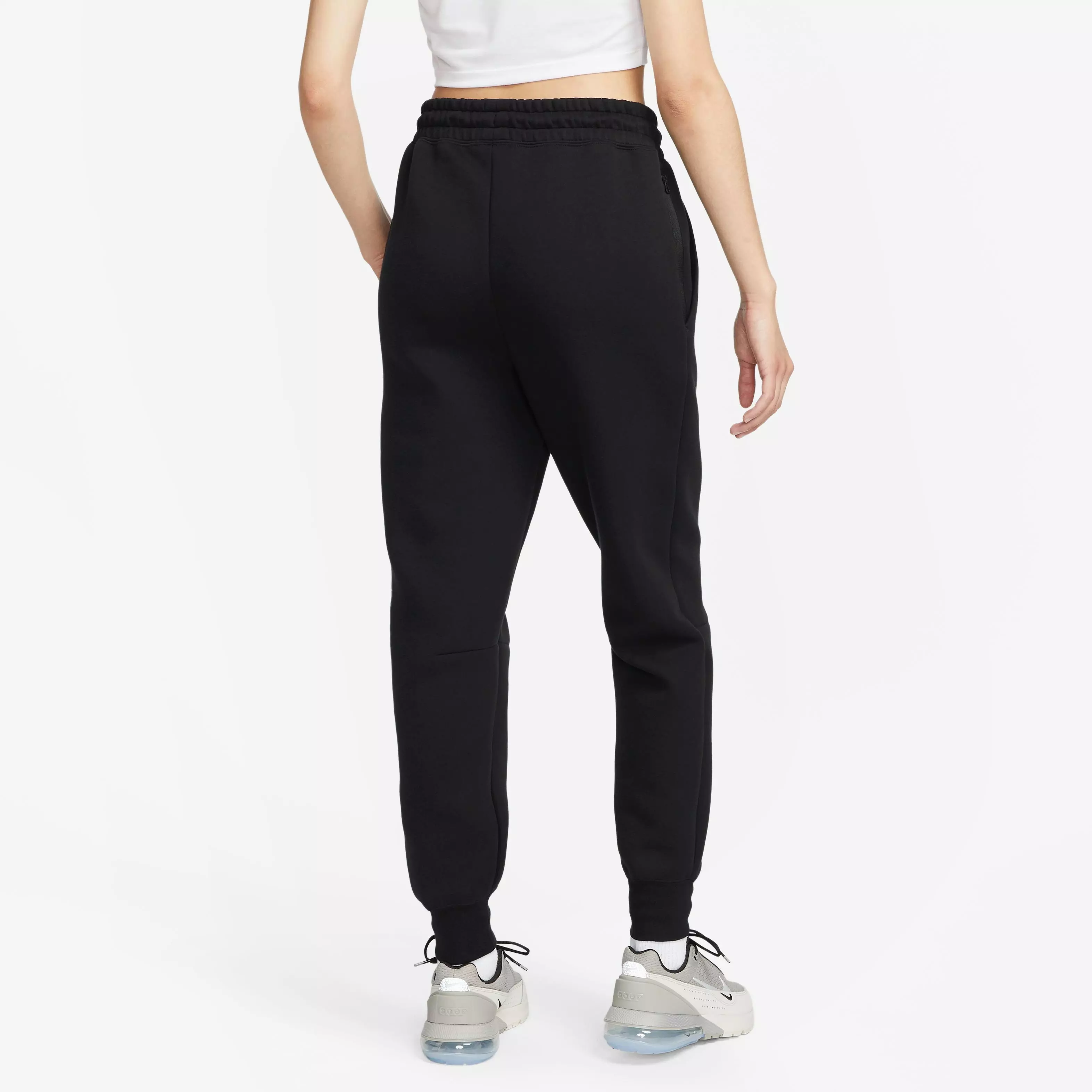 Nike Women's Sportswear Tech Fleece Mid-Rise Joggers-Black - BLACK