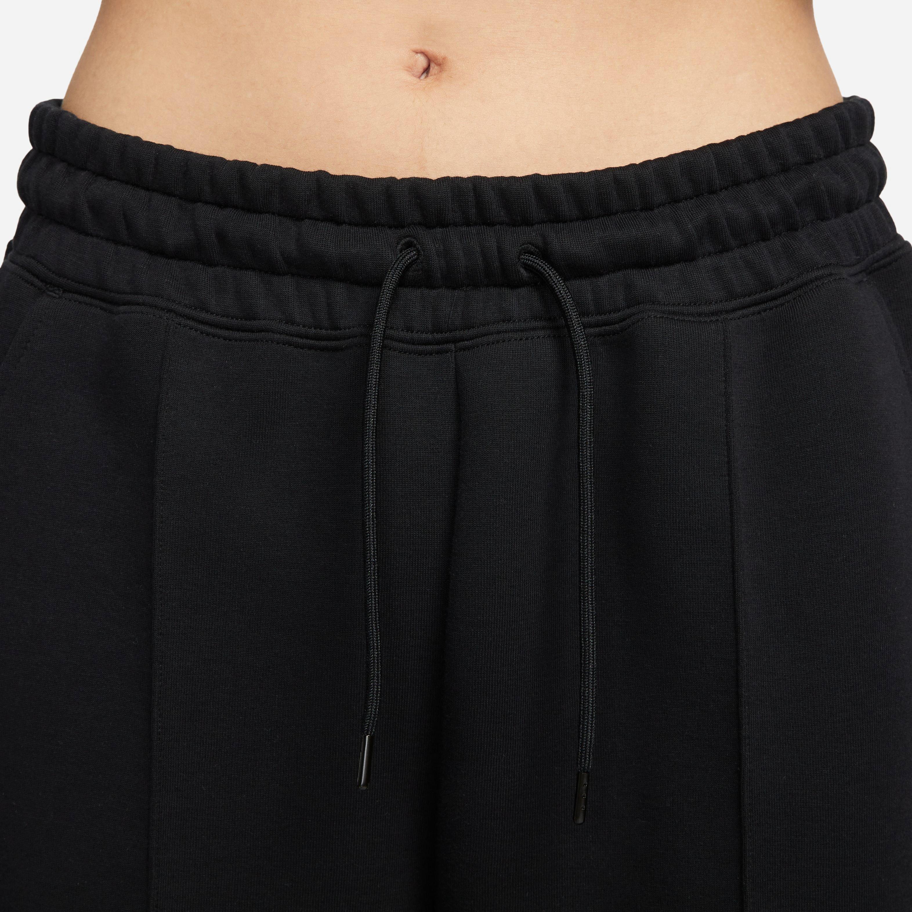 Nike Women's Sportswear Tech Fleece Mid-Rise Joggers-Black - BLACK Thumbnail View 7