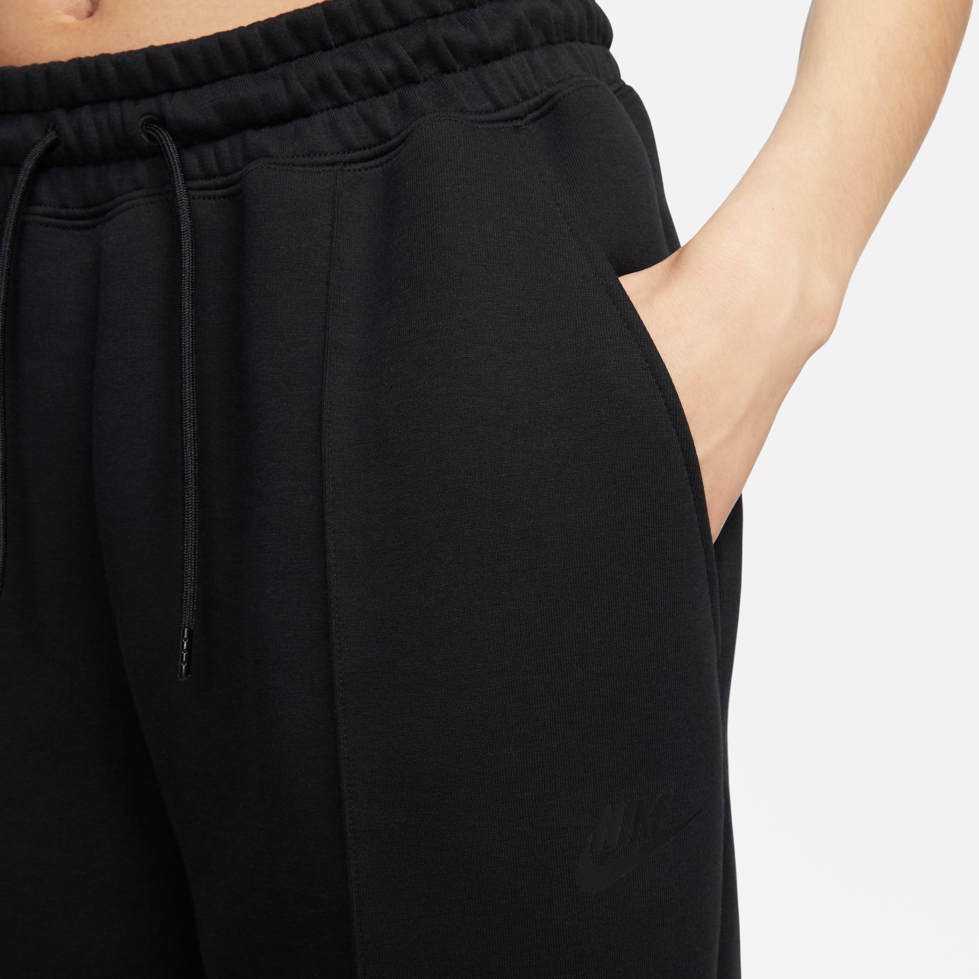 Nike Women's Sportswear Tech Fleece Mid-Rise Joggers-Black - BLACK Thumbnail View 8