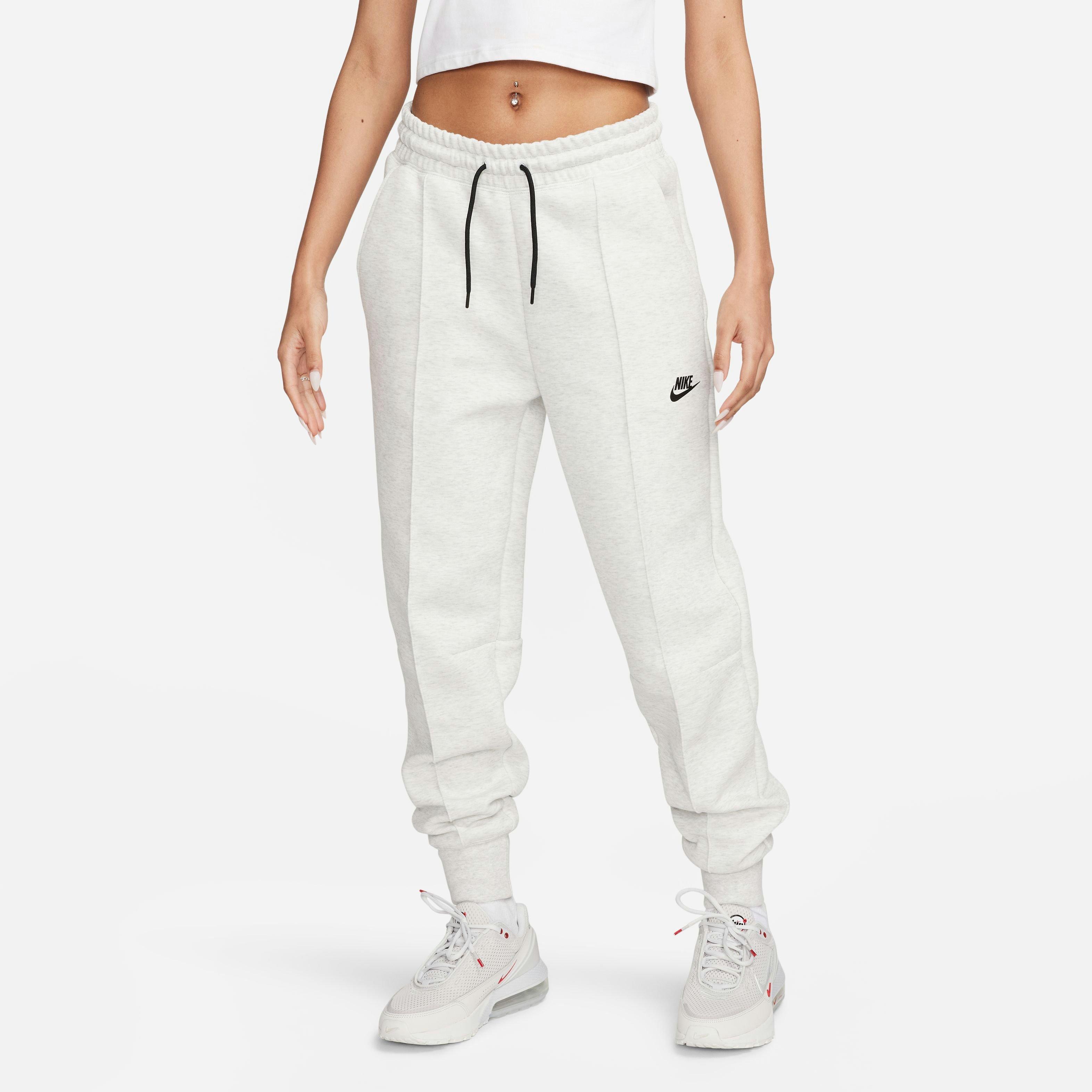 Nike Women's Sportswear Tech Fleece Mid-Rise Joggers-Lt Grey - LT GREY Thumbnail View 4