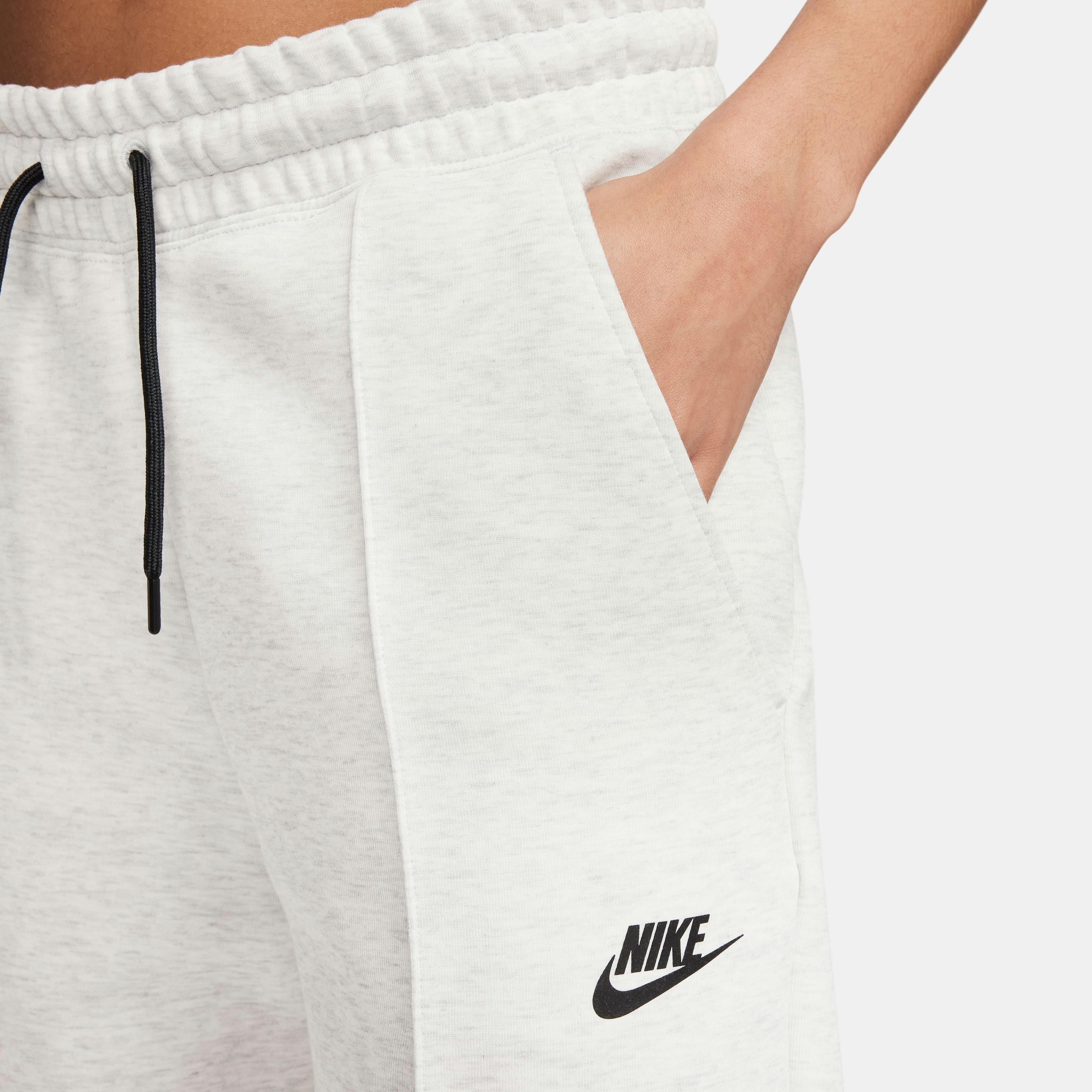 Nike Women's Sportswear Tech Fleece Mid-Rise Joggers-Lt Grey - LT GREY Thumbnail View 8