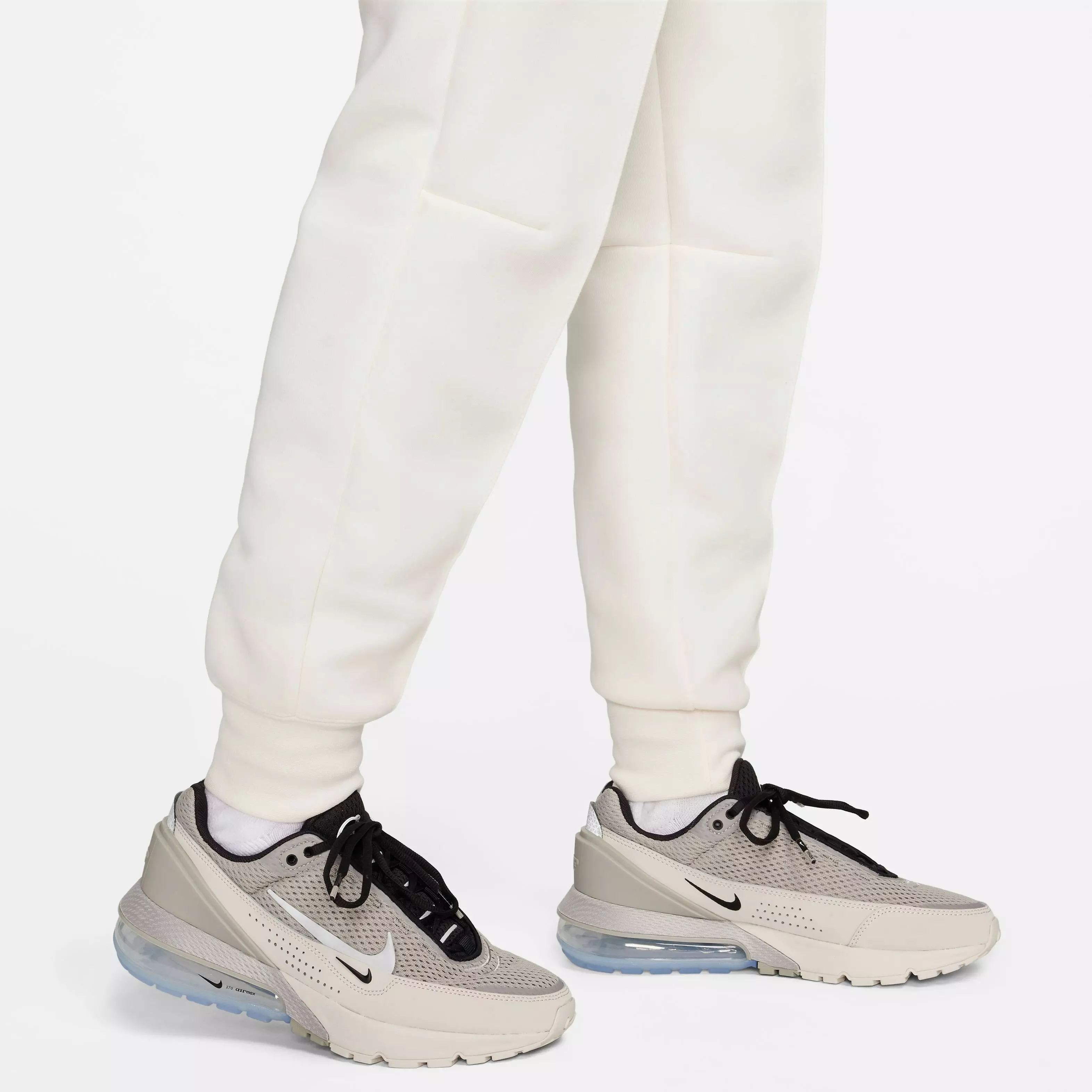 Nike Women's Sportswear Tech Fleece Mid-Rise Joggers-Ivory - IVORY