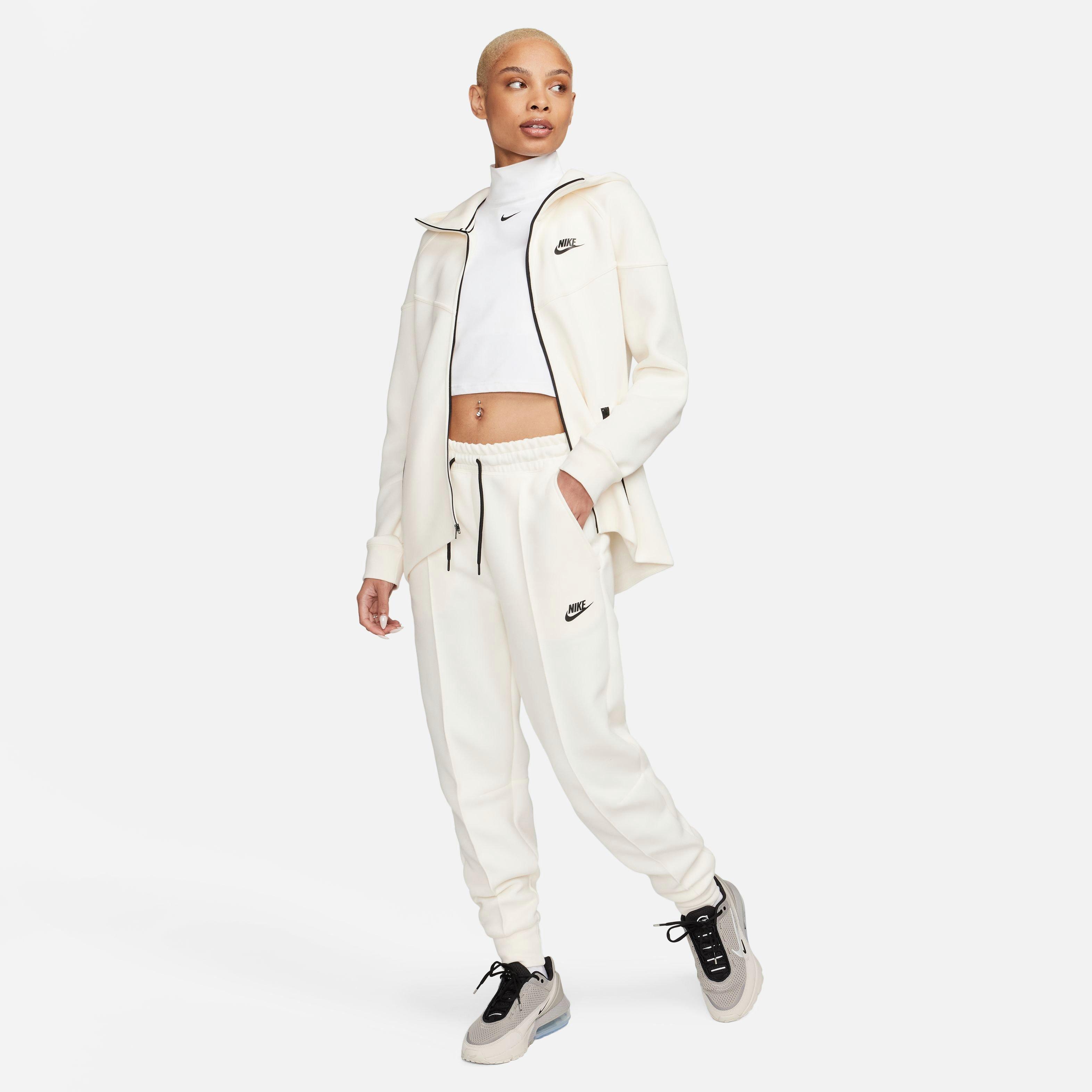 Nike Women's Sportswear Tech Fleece Mid-Rise Joggers-Ivory - IVORY Thumbnail View 6