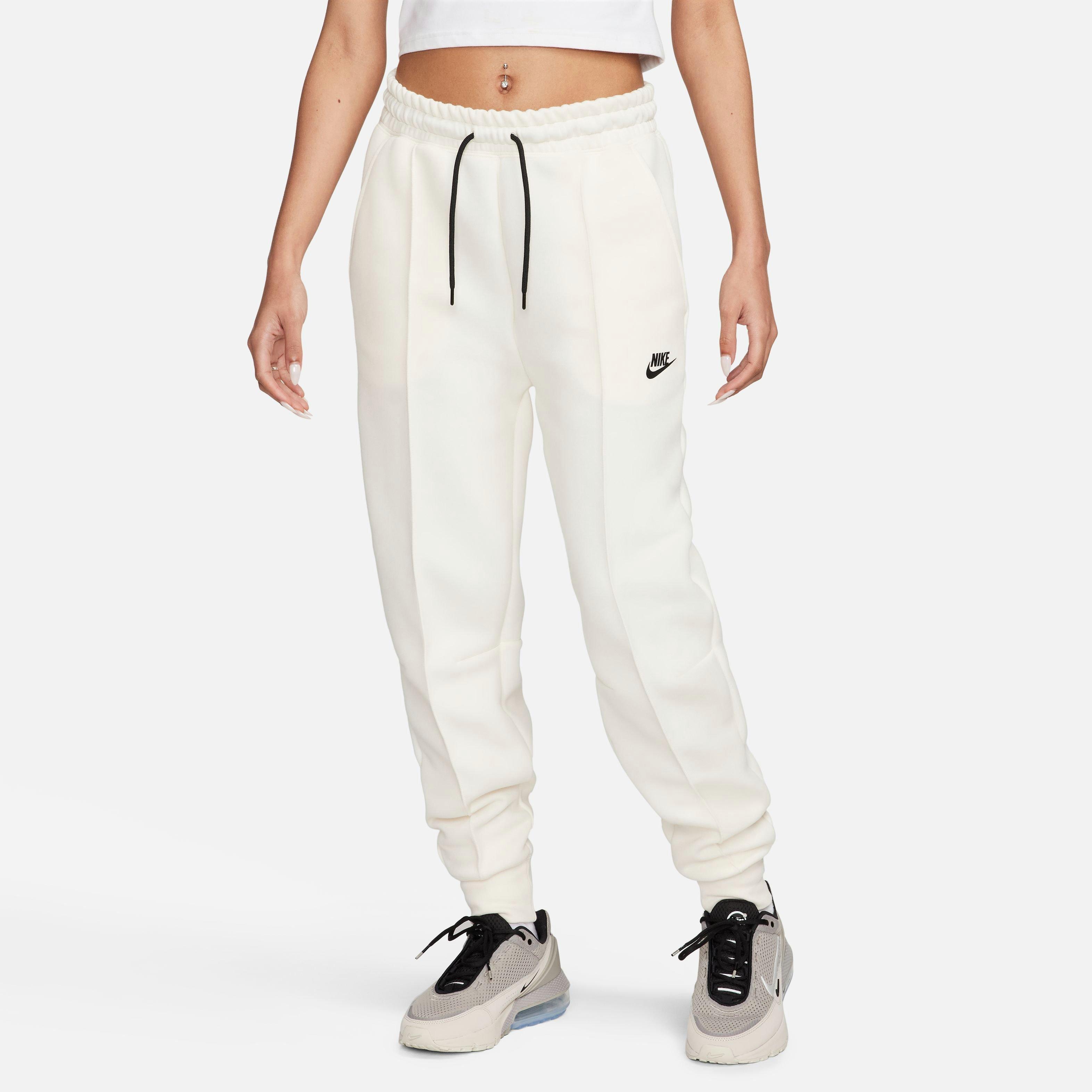 Nike Women's Sportswear Tech Fleece Mid-Rise Joggers-Ivory - IVORY Thumbnail View 4