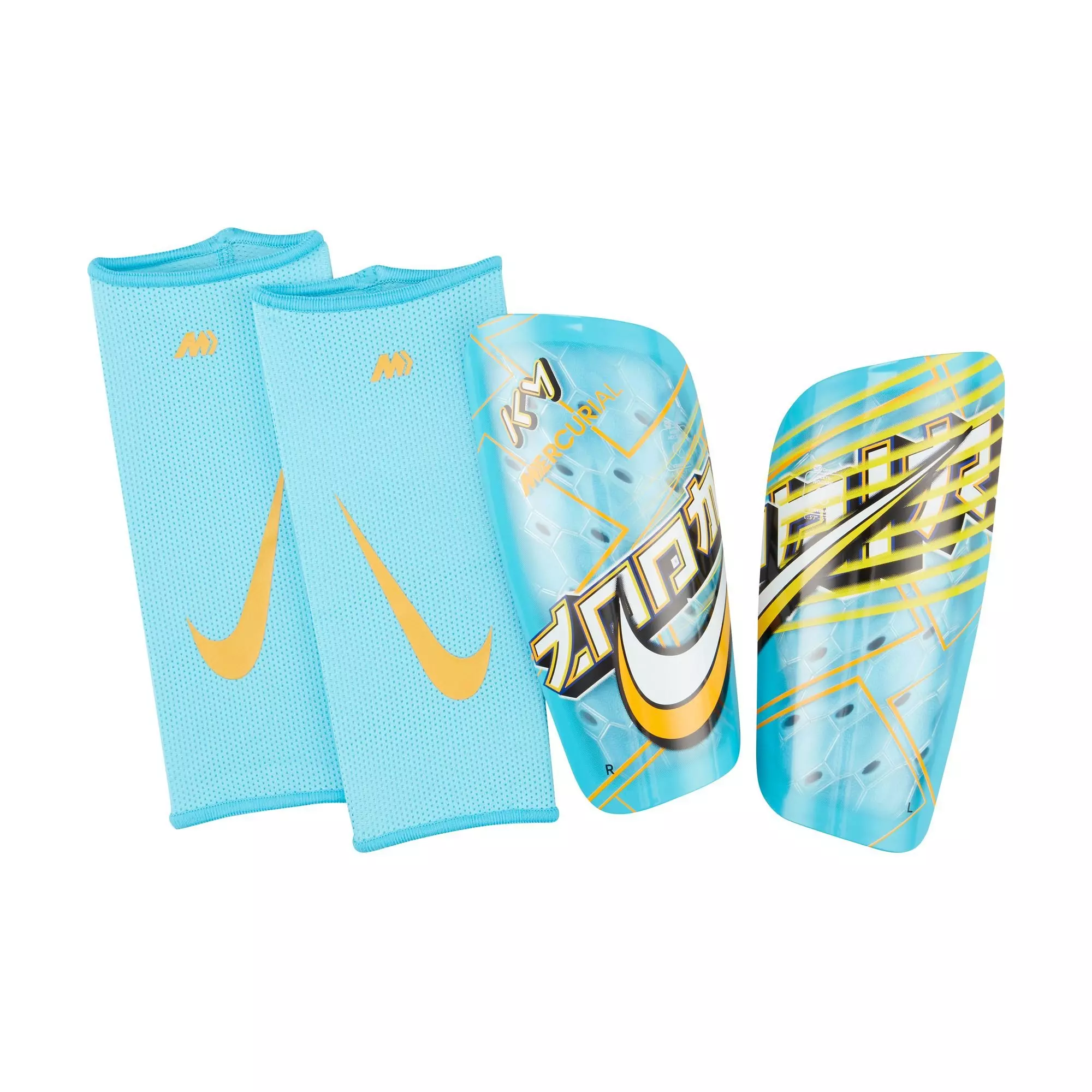 Nike Kylian Mbappe KM Mercurial Lite Soccer Shin Guards - WHITE/BLUE