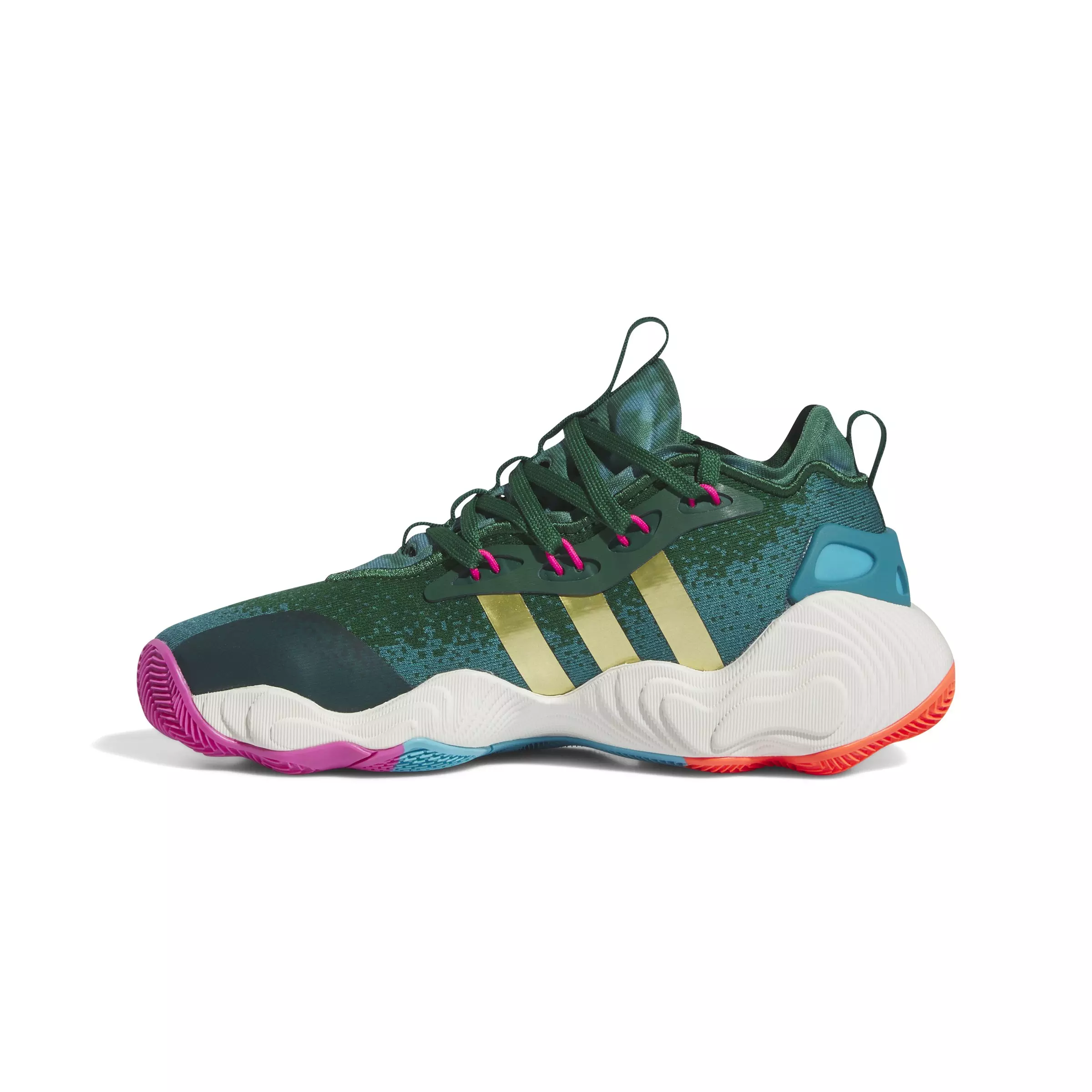 adidas Trae Young 3 "Dark Green/Gold Metallic/Black" Grade School Kids' Basketball Shoe - DARK GREEN/GOLD METALLIC/BLACK