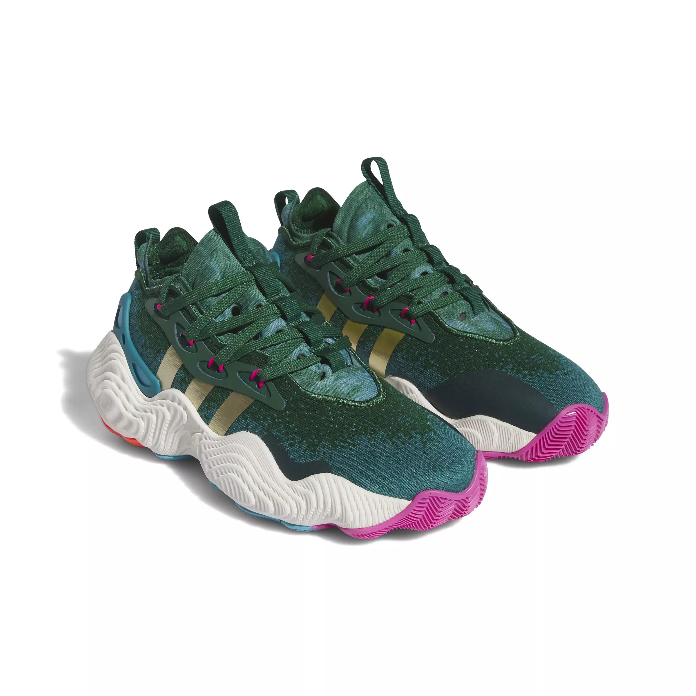 adidas Trae Young 3 "Dark Green/Gold Metallic/Black" Grade School Kids' Basketball Shoe - DARK GREEN/GOLD METALLIC/BLACK