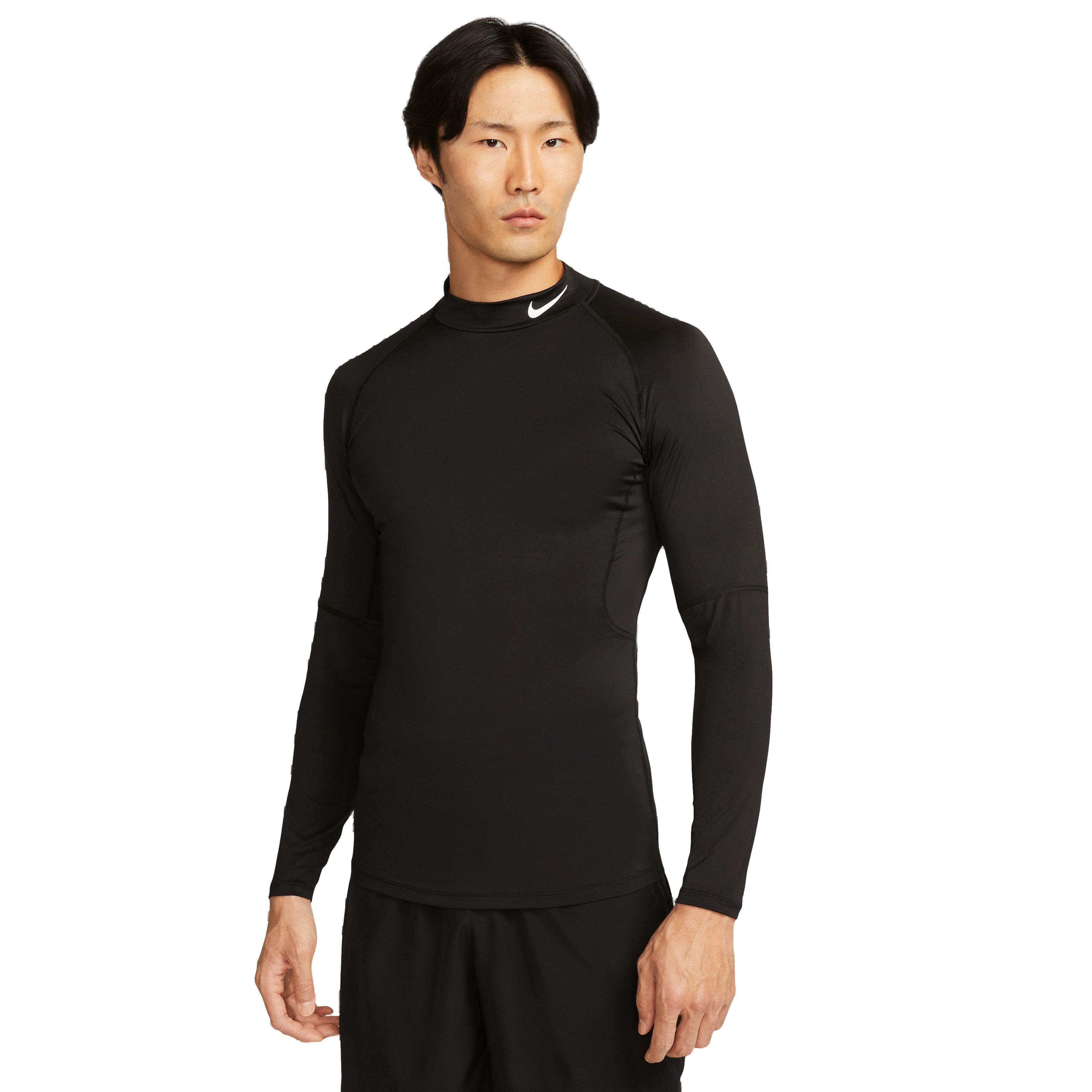 Nike Men's Pro Dri-FIT Long-Sleeve Tight-Fitting Mock-Neck Top-Black - BLACK Thumbnail View 1