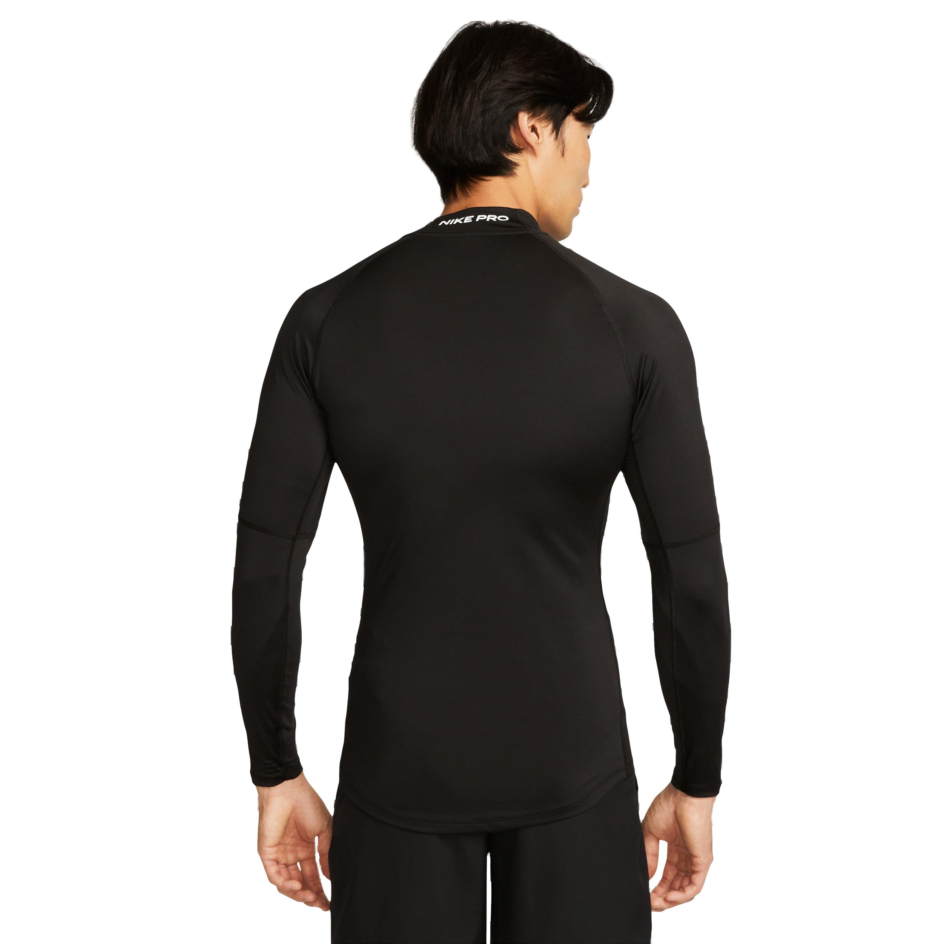 Nike Men's Pro Dri-FIT Long-Sleeve Tight-Fitting Mock-Neck Top-Black - BLACK Thumbnail View 2