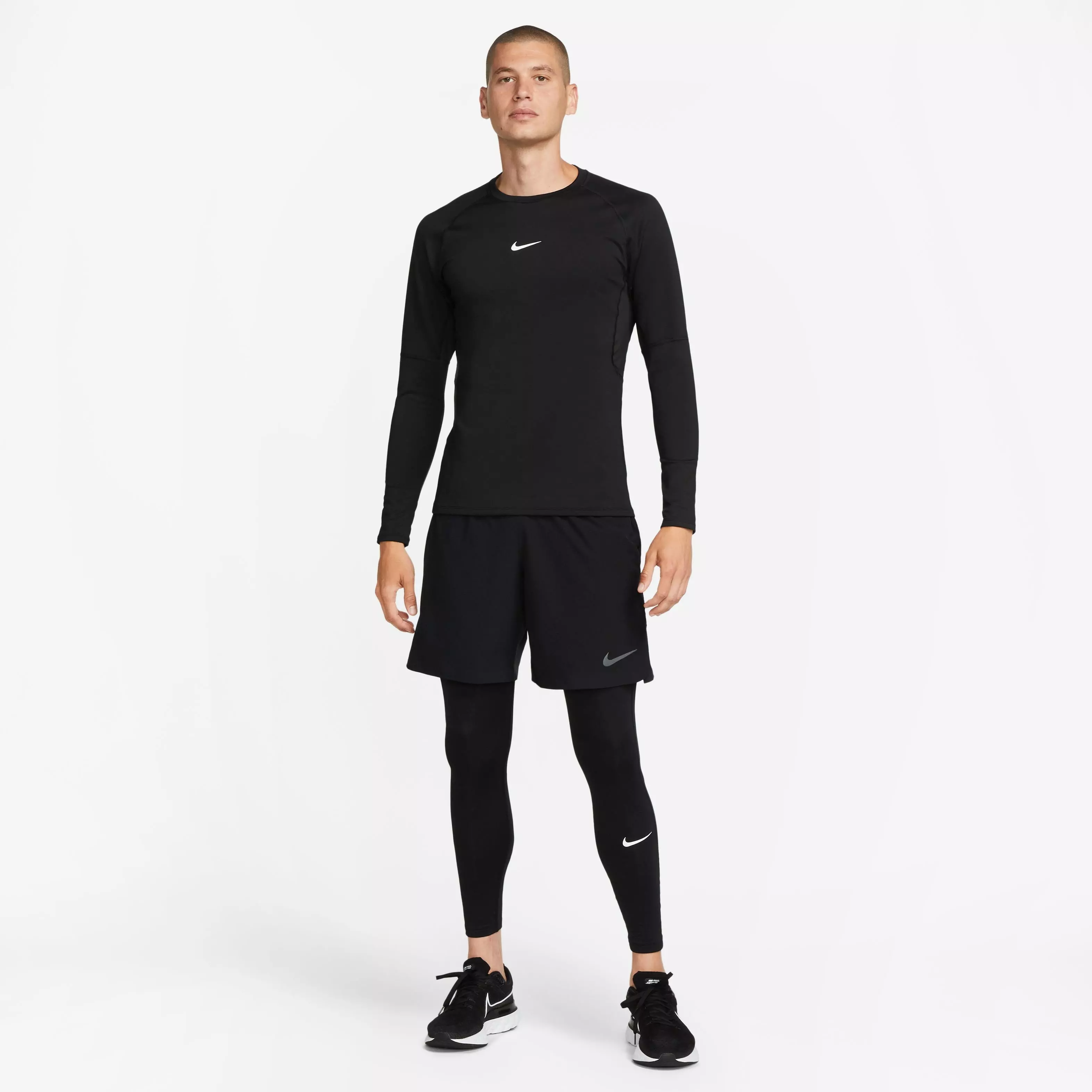 Nike Pro Warm Compression Leggings-Black - BLACK